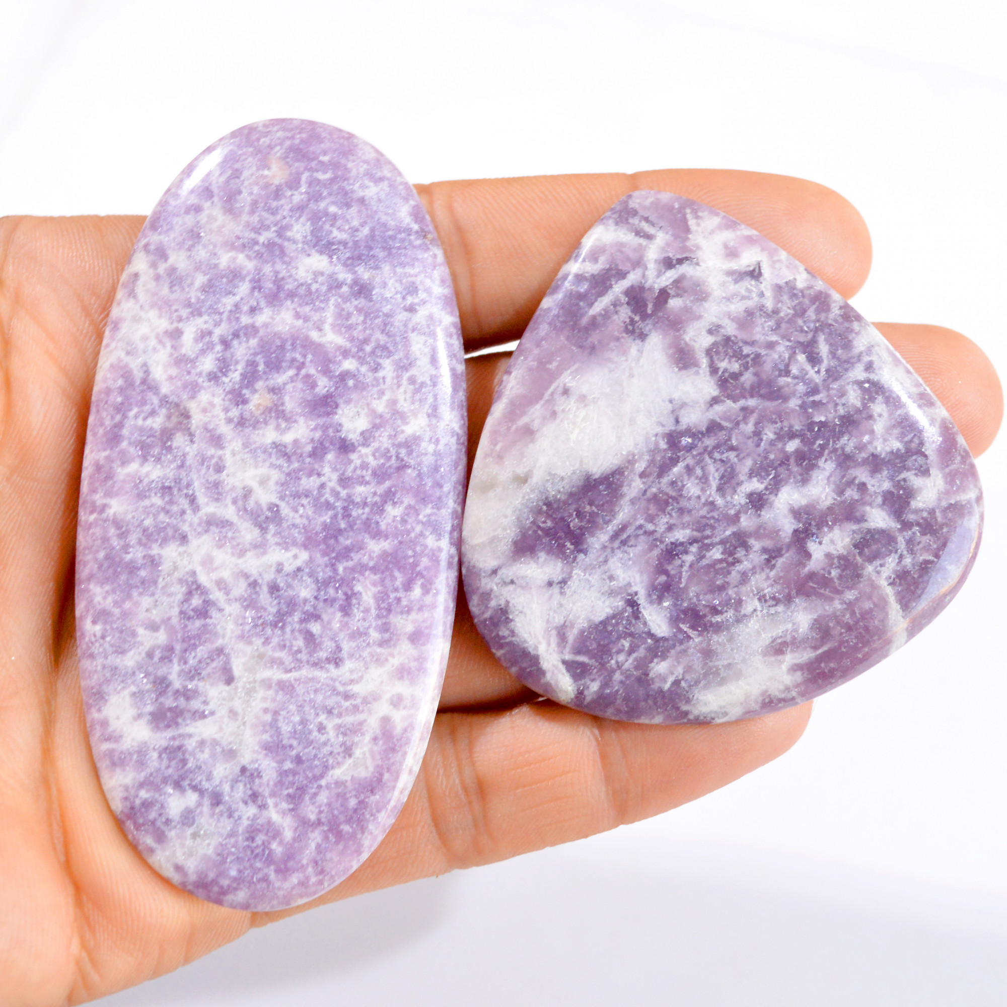 2 Pcs 327 Cts Natural Lepidolite Back Unpolished Loose Gemstone Lot 58x57-86x41mm 2864