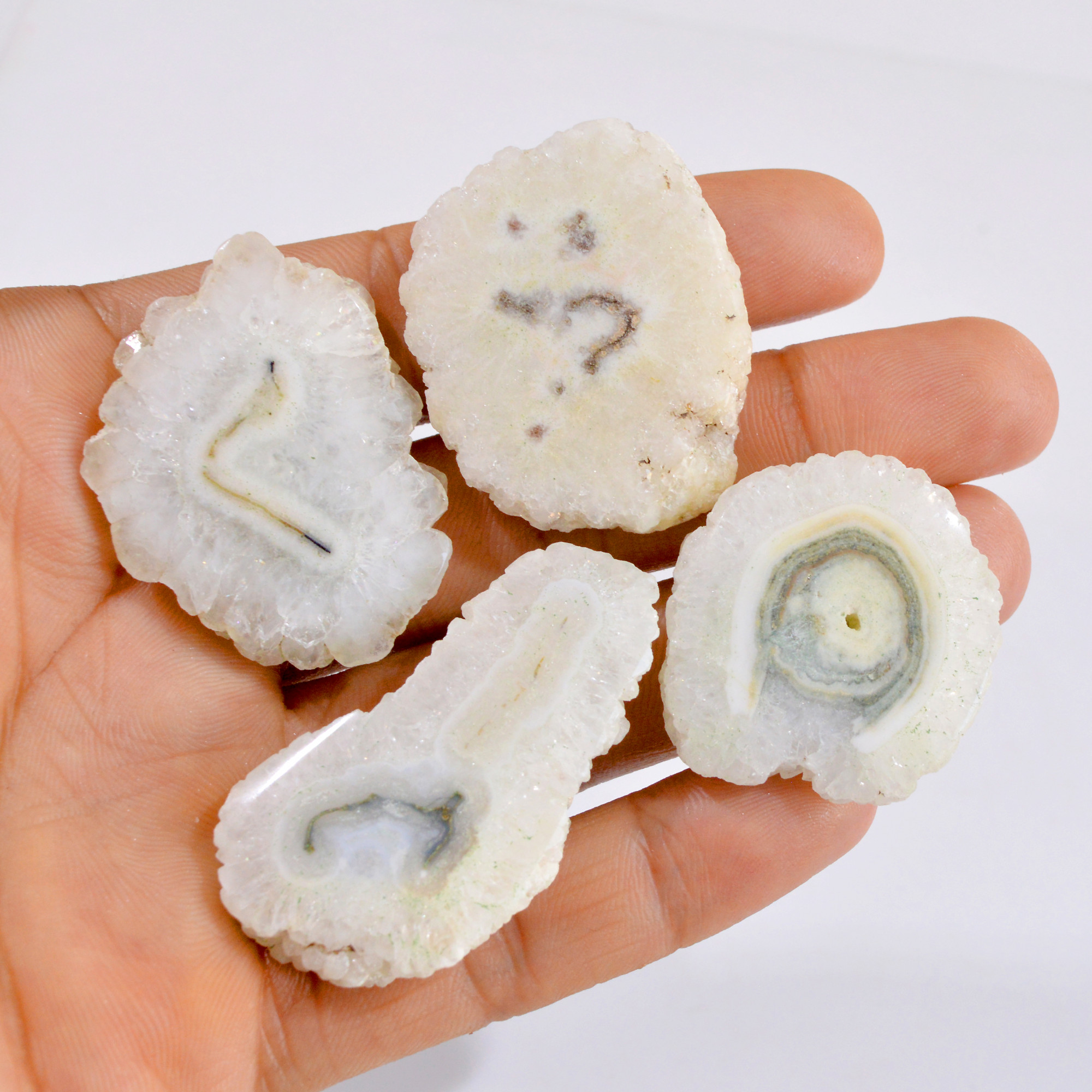 4 Pcs 315 Cts Natural Solar Quartz Druzy Loose Gemstone Lot 36x32-41x32mm 2868