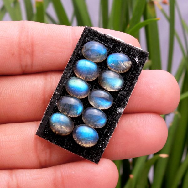 10 Pcs 23.10 Cts Natural Calibrated Labradorite Oval Cabochons Loose Gemstone Wholesale Lot Size 9x7mm