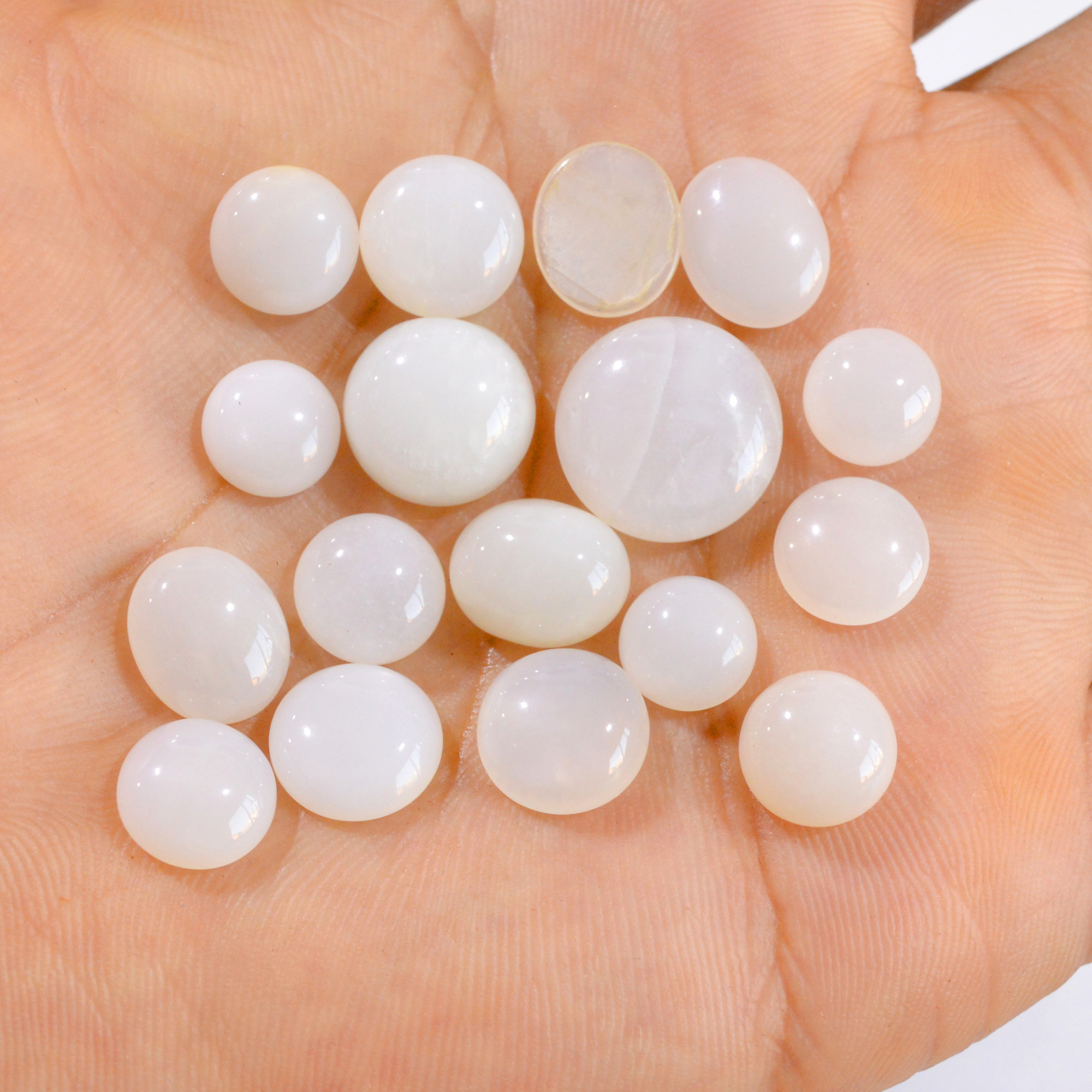 17 Pcs 69 Cts Natural White Moonstone Cabochon Loose Gemstone Lot 8x8-14x14mm 2882