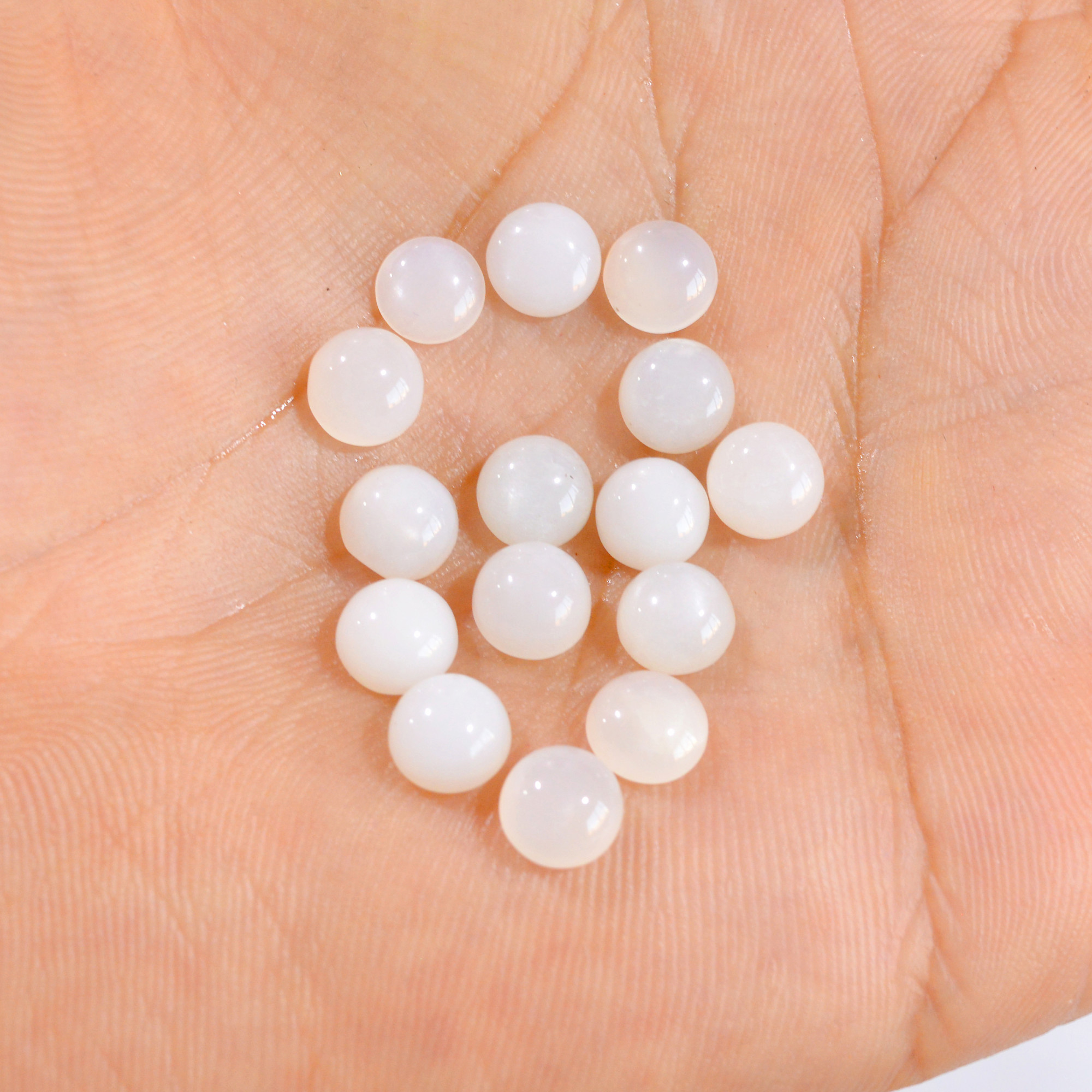 15 Pcs 19 Cts Natural White Moonstone Round Shape Cabochon Gemstone Lot 7 mmmm 2885