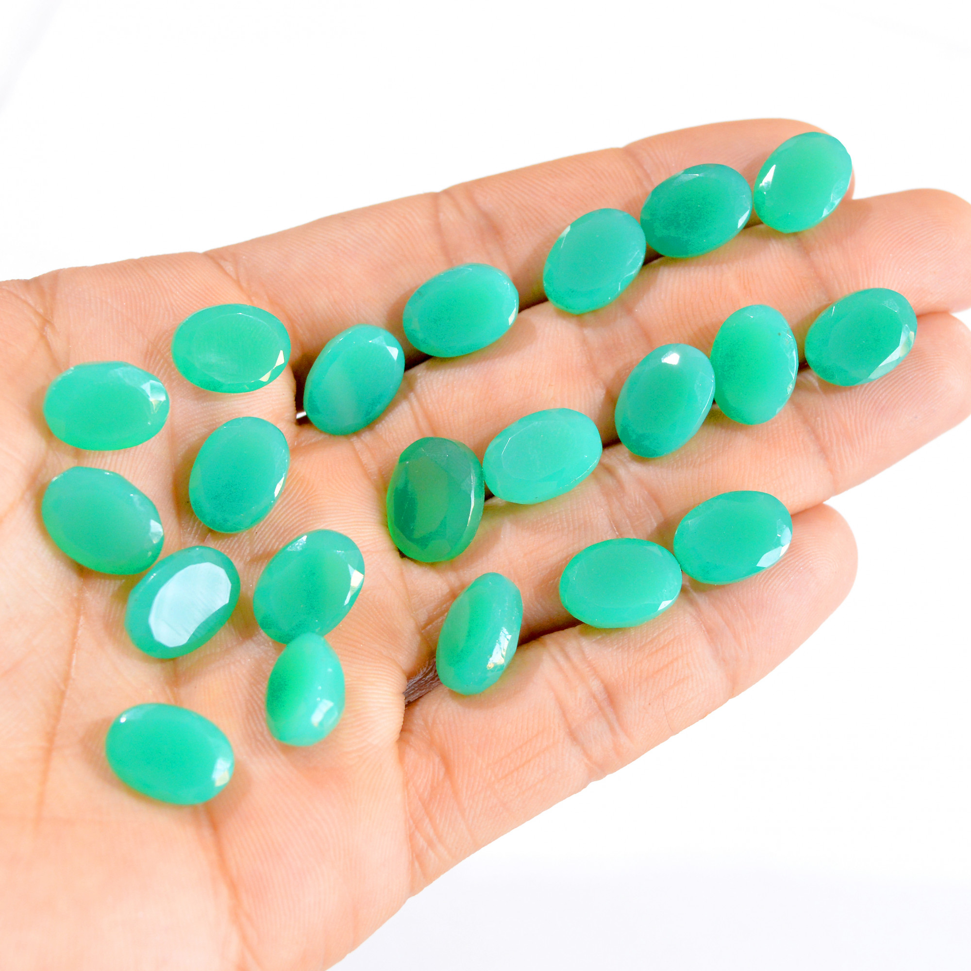21 Pcs 137 Cts Natural Green Onyx Faceted Loose Gemstone Lot 12x9-12x9mm 2888