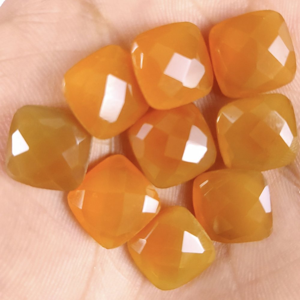 9Pcs 55Cts  Natural Orange Carnelian Briolette Square Loose Gemstone Lot For Jewelry Making Both Side Polish Cabochon For Crystal Energy Gift For Her #G-290