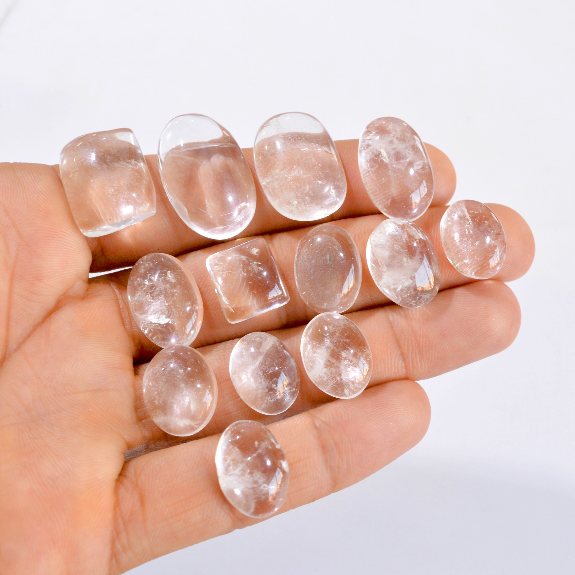 13 Pcs 199 Cts Natural Crystal Quartz Cabochon Gemstone Lot 15x12-26x16mm 2904