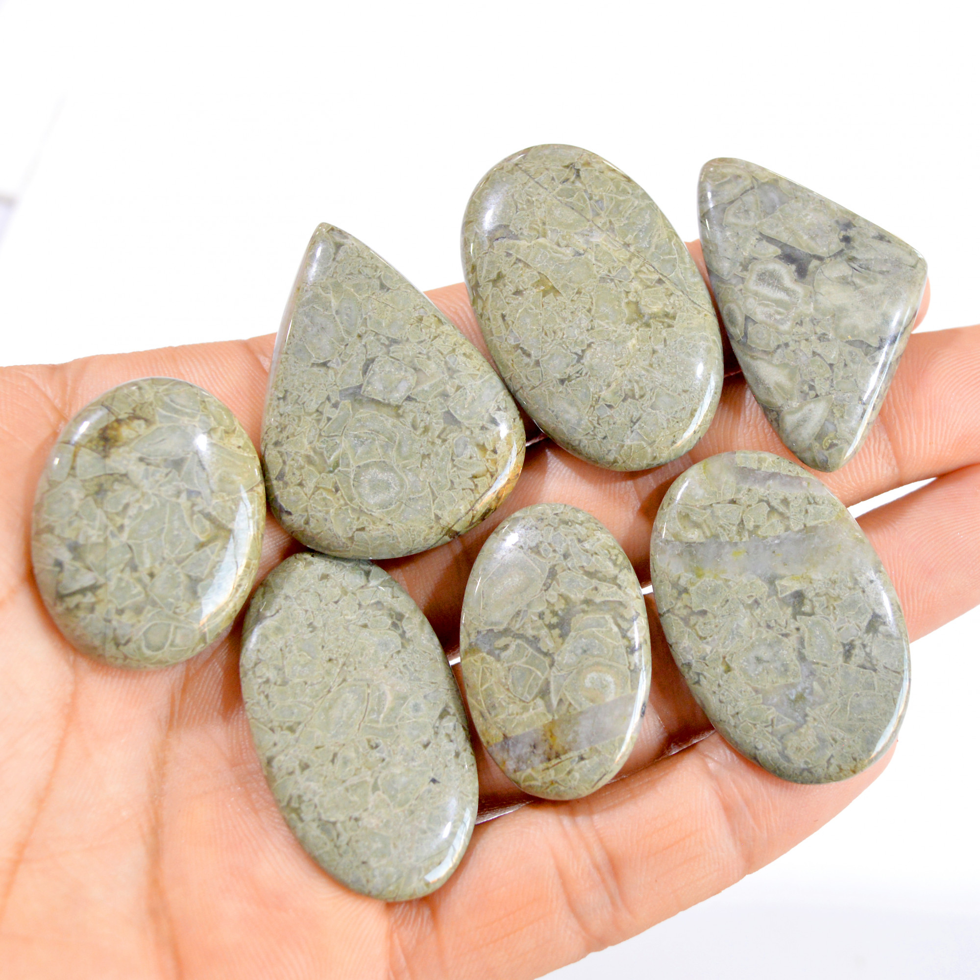 7 Pcs 299 Cts Natural Fancy Agate Cabochon Loose Gemstone Lot 31x24-40x25mm 2906