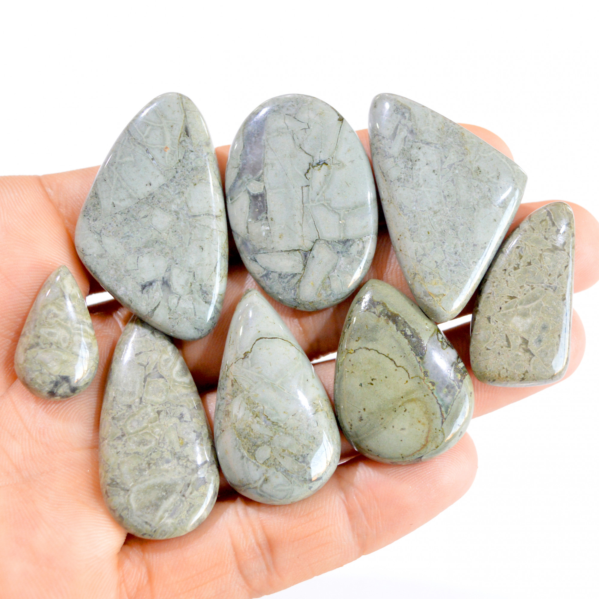 8 Pcs 271 Cts Natural Fancy Agate Cabochon Loose Gemstone Lot 21x12-40x25mm 2907