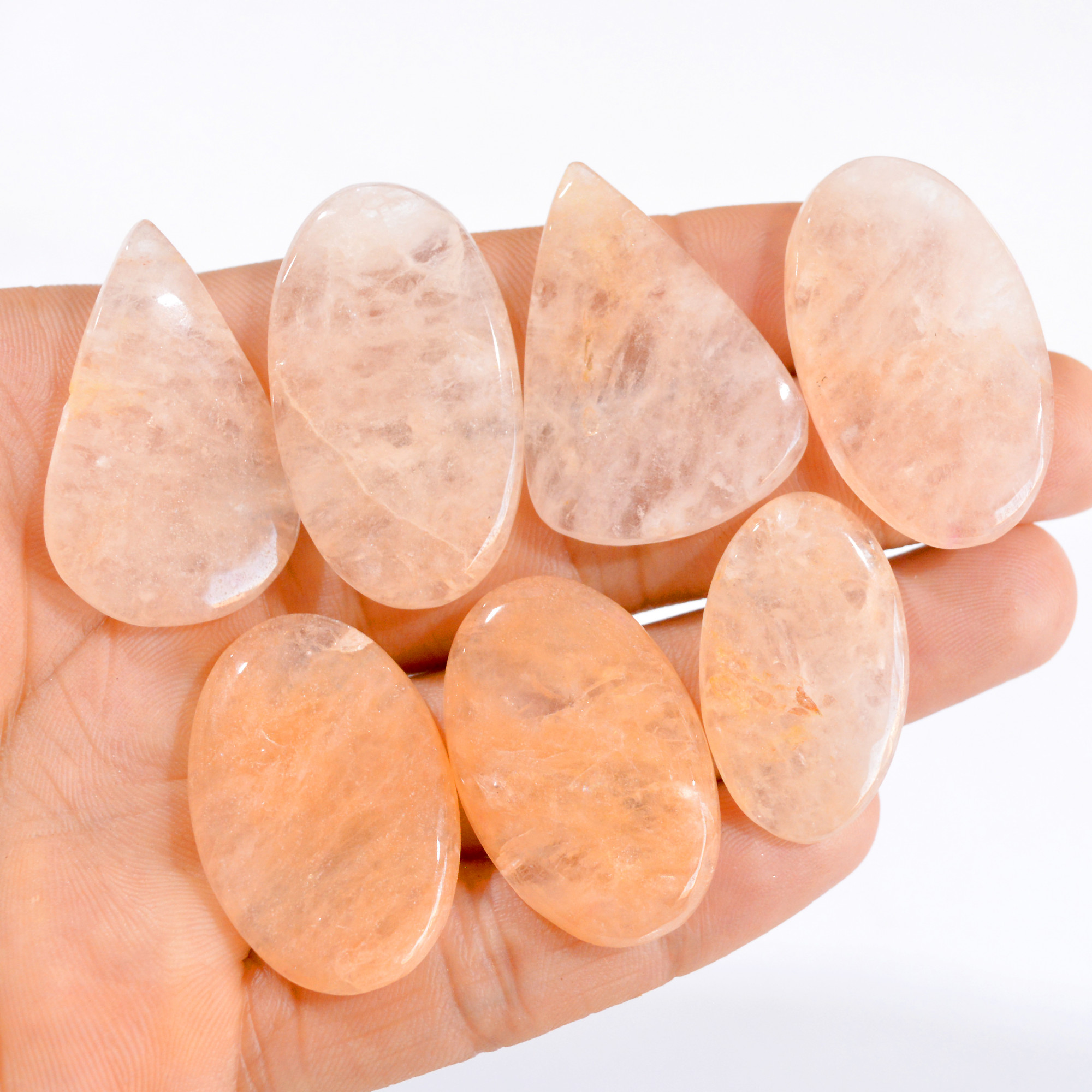 7 Pcs 265 Cts Natural Orange Quartz Cabochon Loose Gemstone Lot 31x19-40x22mm 2910