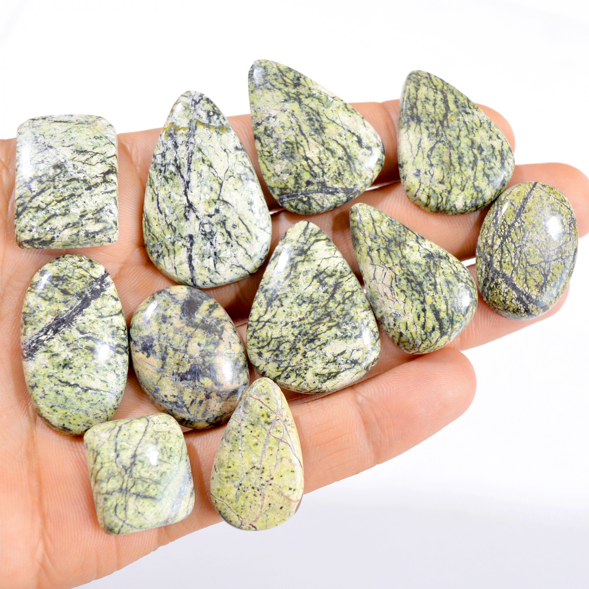 11 Pcs 265 Cts Natural Green Jasper Cabochon Loose Gemstone Lot 28x16-38x24mm 2913