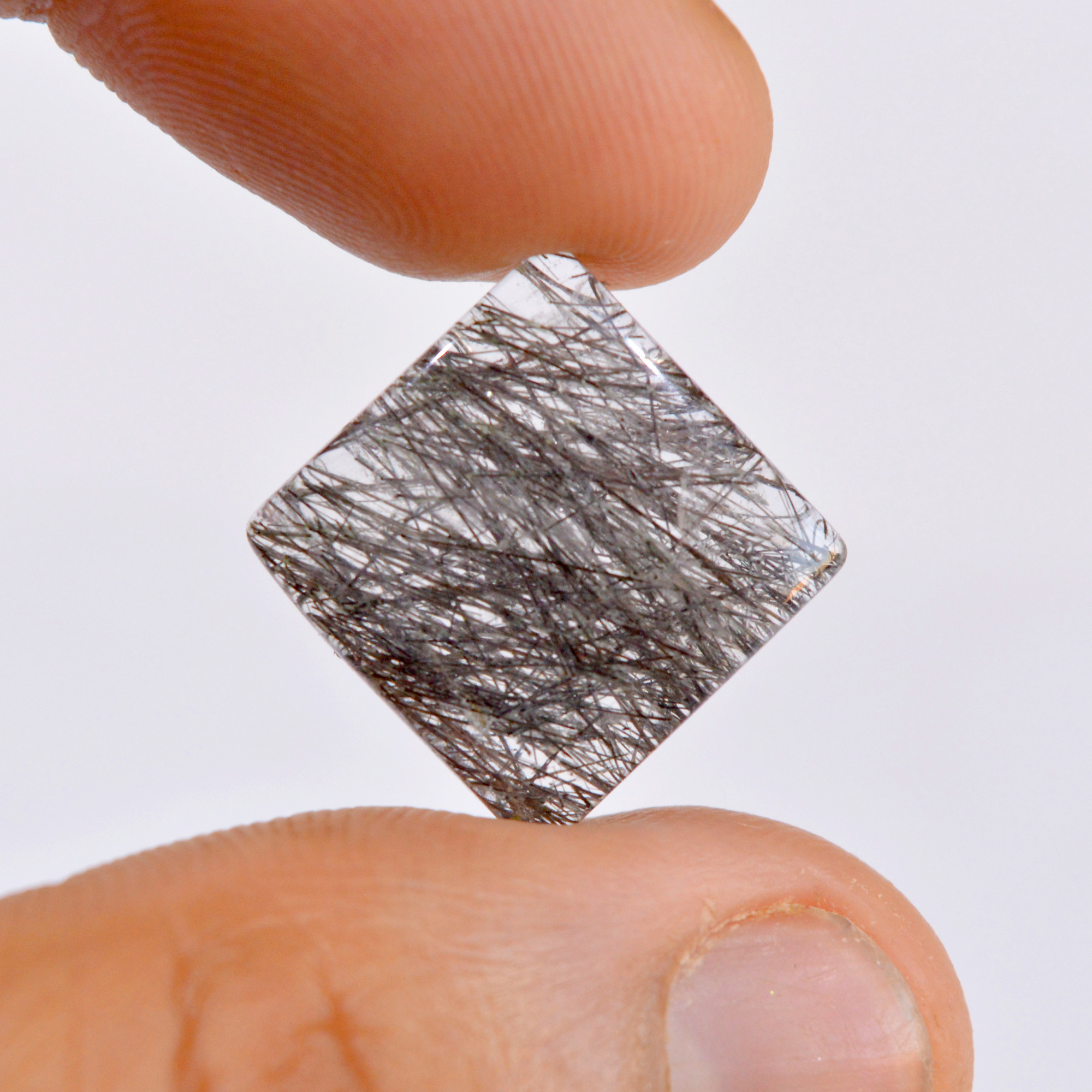 1 Pc 13 Cts Natural Black Rutile Cabochon Loose Gemstone For Jewelry 15x15mm 2915