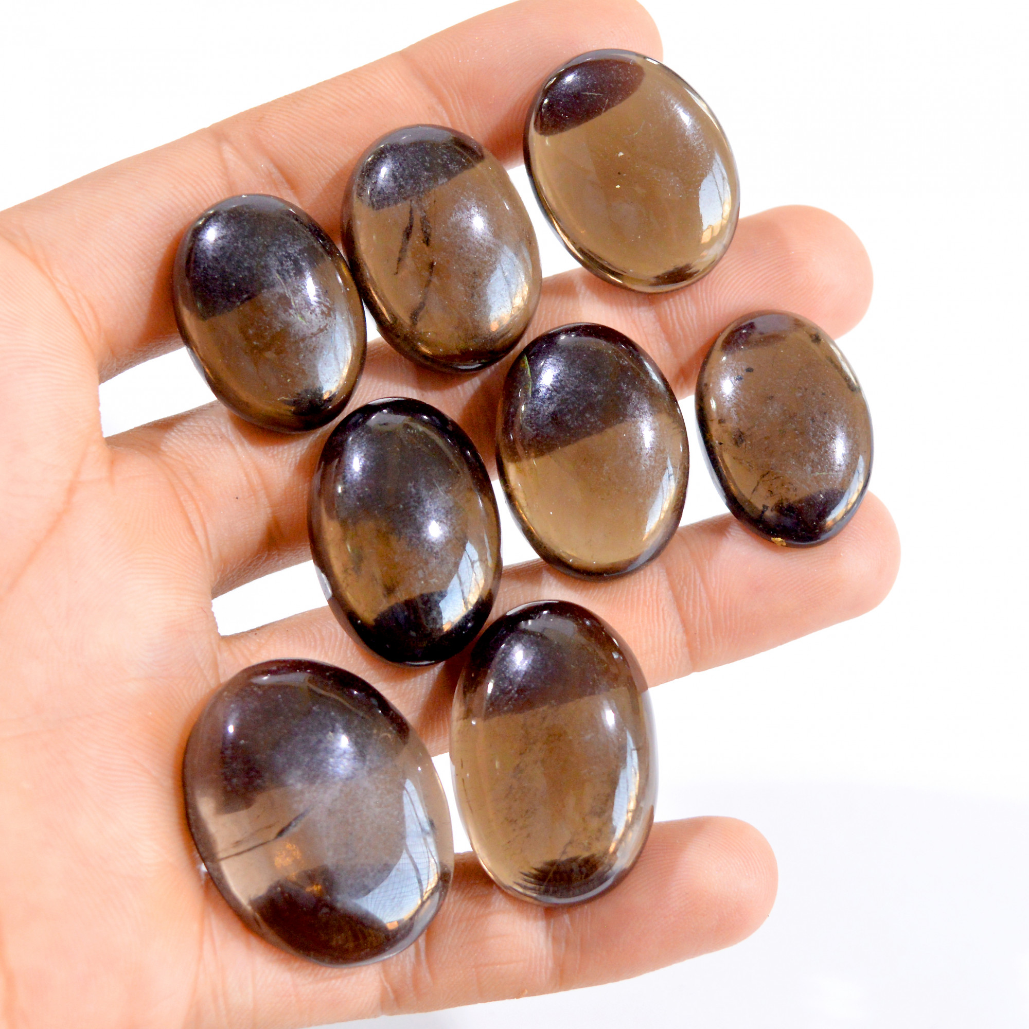 8 Pcs 423 Cts Natural Smokey Quartz Cabochon Loose Gemstone Lot 26x19-33x25mm 2925