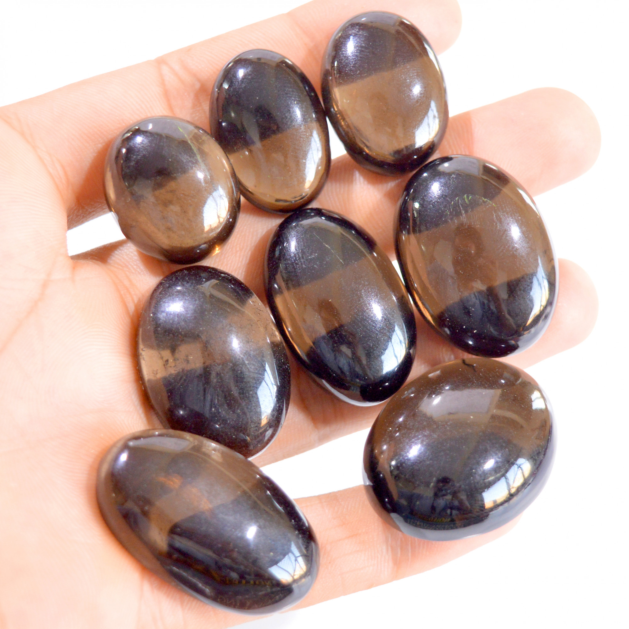 8 Pcs 540 Cts Natural Smokey Quartz Cabochon Loose Gemstone Lot 23x19-35x21mm 2926