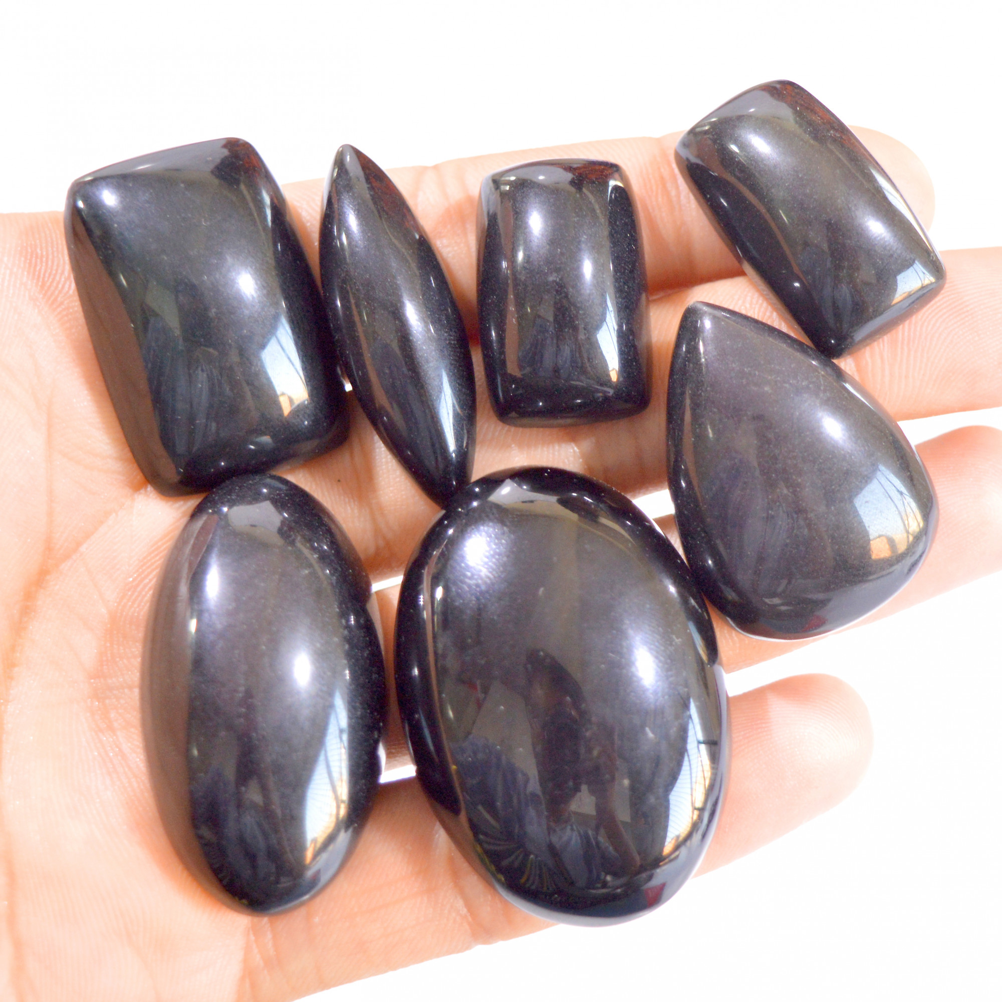 7 Pcs 465 Cts Natural Rainbow obsidian Cabochon Gemstone Lot 26x16-45x30mm 2928