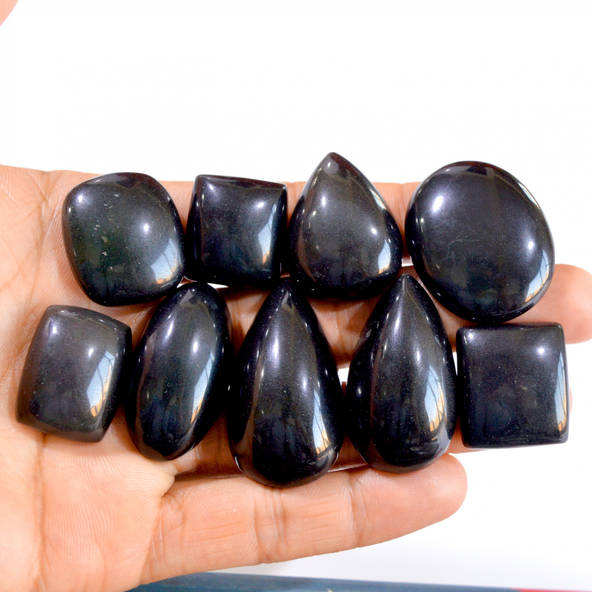 9 Pcs 464 Cts Natural Rainbow obsidian Cabochon Gemstone Lot 22x20-39x23mm 2929