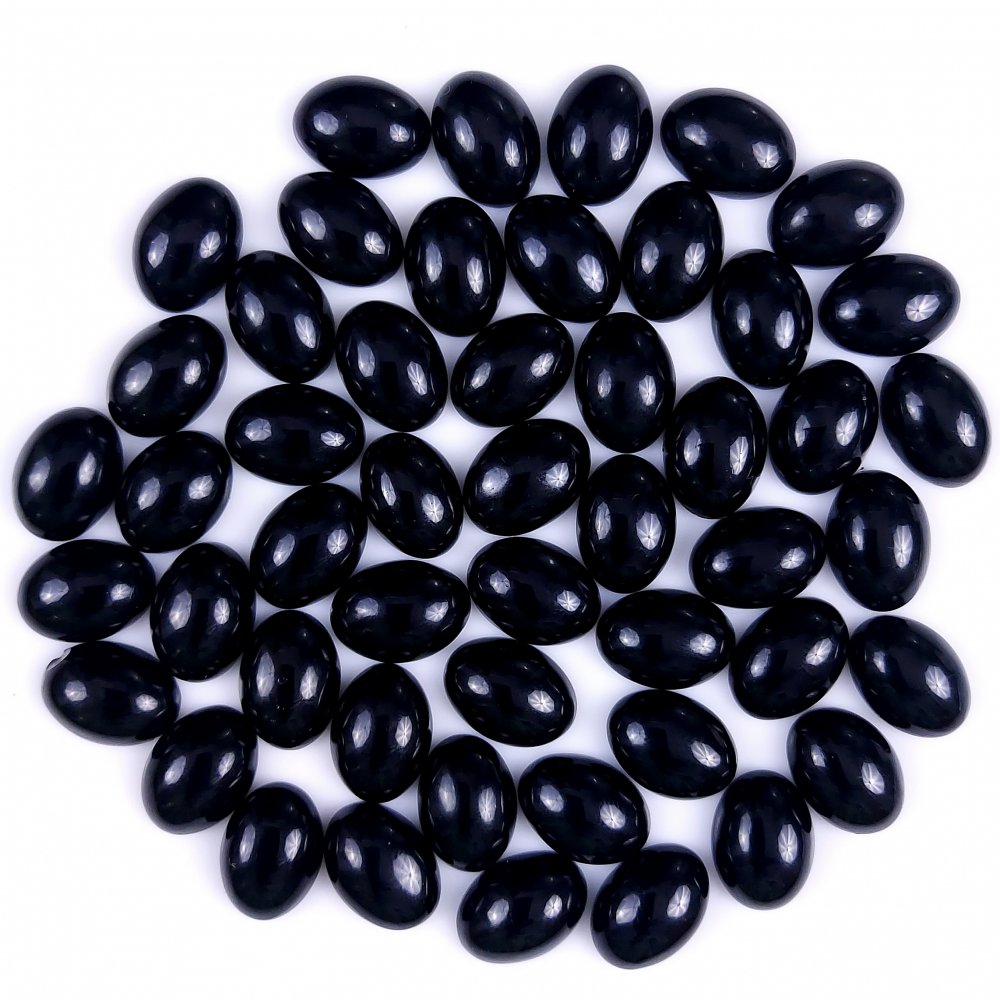 50Pcs 500Cts Natural Black Onyx Oval Calibrated Size Cabochon Back Unpolished Cabochon Gemstone For Jewelry Making Lot 15x10 14x10 mm#G-293
