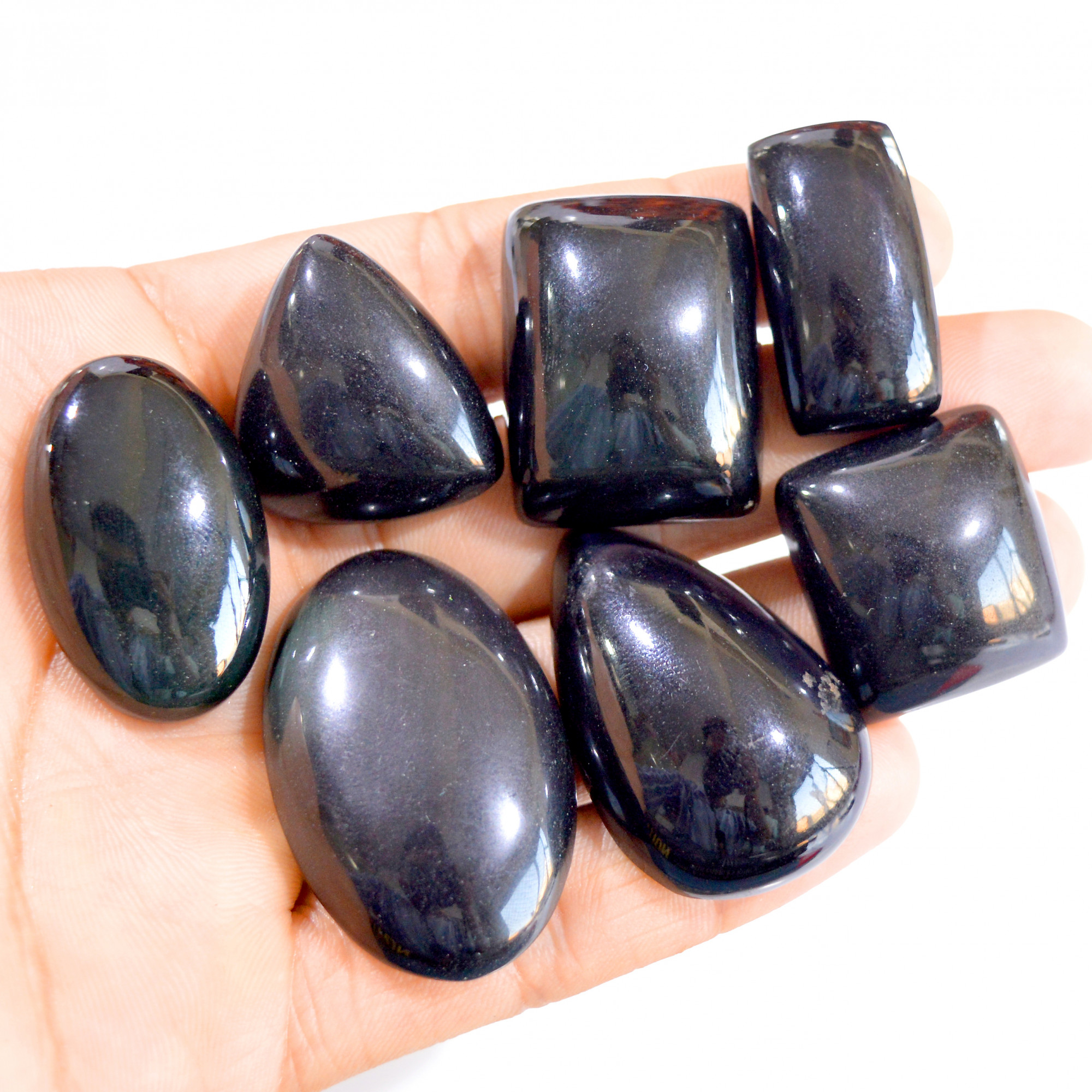 7 Pcs 396 Cts Natural Rainbow obsidian Cabochon Gemstone Lot 29x15-42x27mm 2931