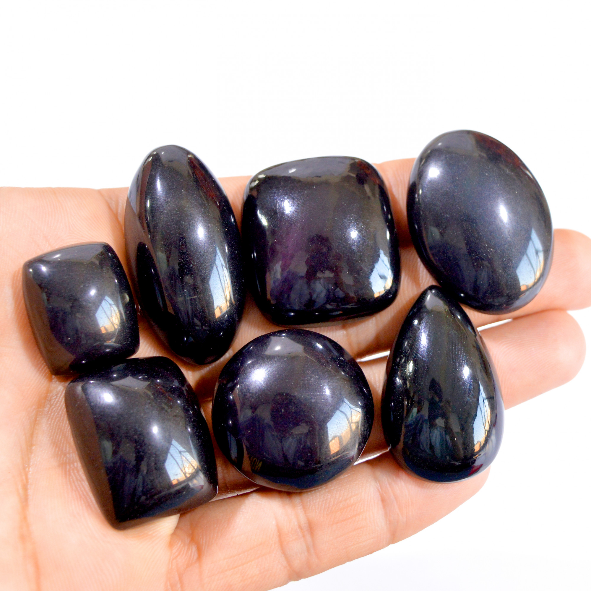 7 Pcs 424 Cts Natural Rainbow obsidian Cabochon Gemstone Lot 22x18-40x20mm 2933