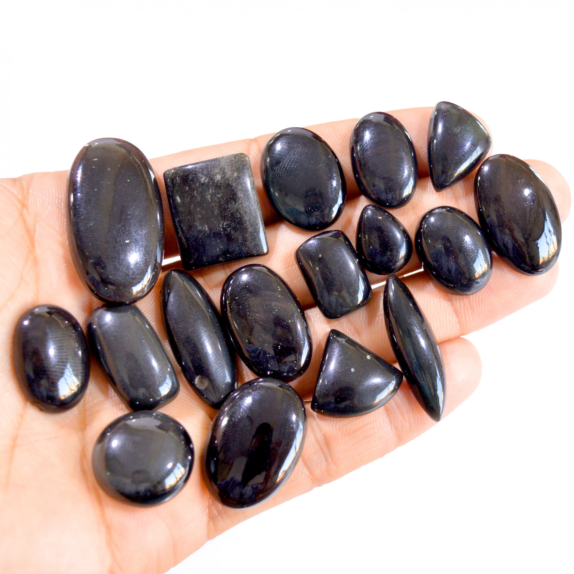 17 Pcs 263 Cts Natural Rainbow obsidian Cabochon Gemstone Lot 14x11-36x19mm 2936