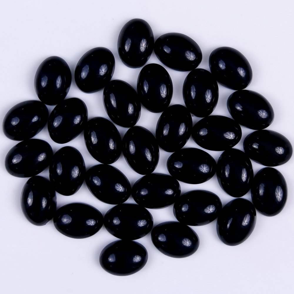30Pcs 300Cts Natural Black Onyx Oval Calibrated Size Cabochon Back Unpolished Cabochon Gemstone For Jewelry Making Lot 15x10 15x10mm#G-294