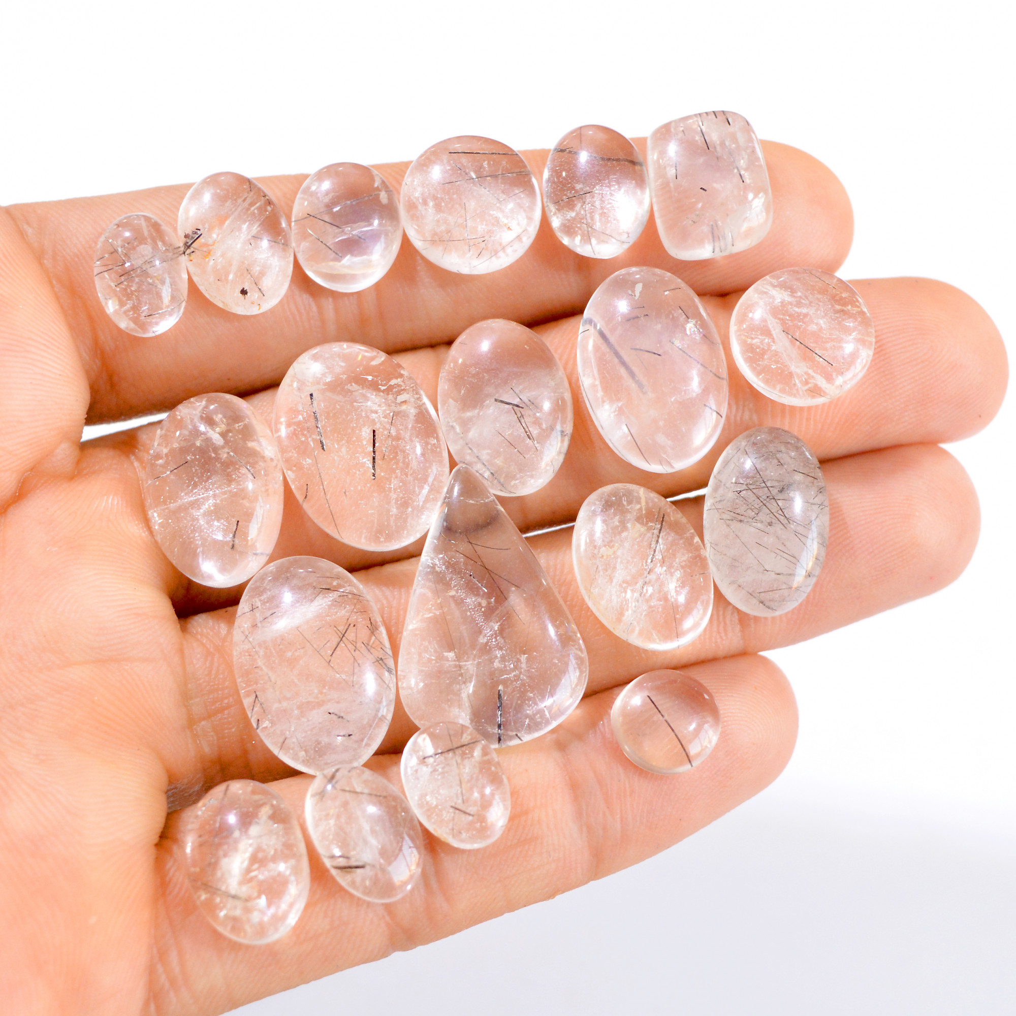 19 Pcs 157 Cts Natural Black Rutile Cabochon Loose Gemstone Lot 9x9-25x16mm 2940