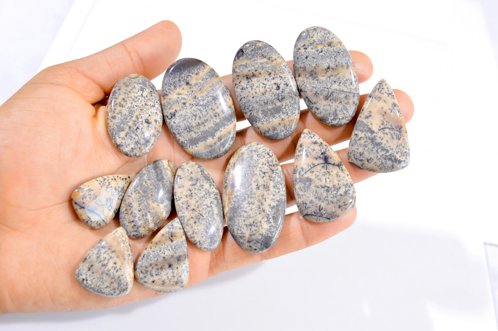 12 Pcs 540 Cts Natural Fancy Jasper Cabochon Loose Gemstone Lot 30x21-48x26mm 2944
