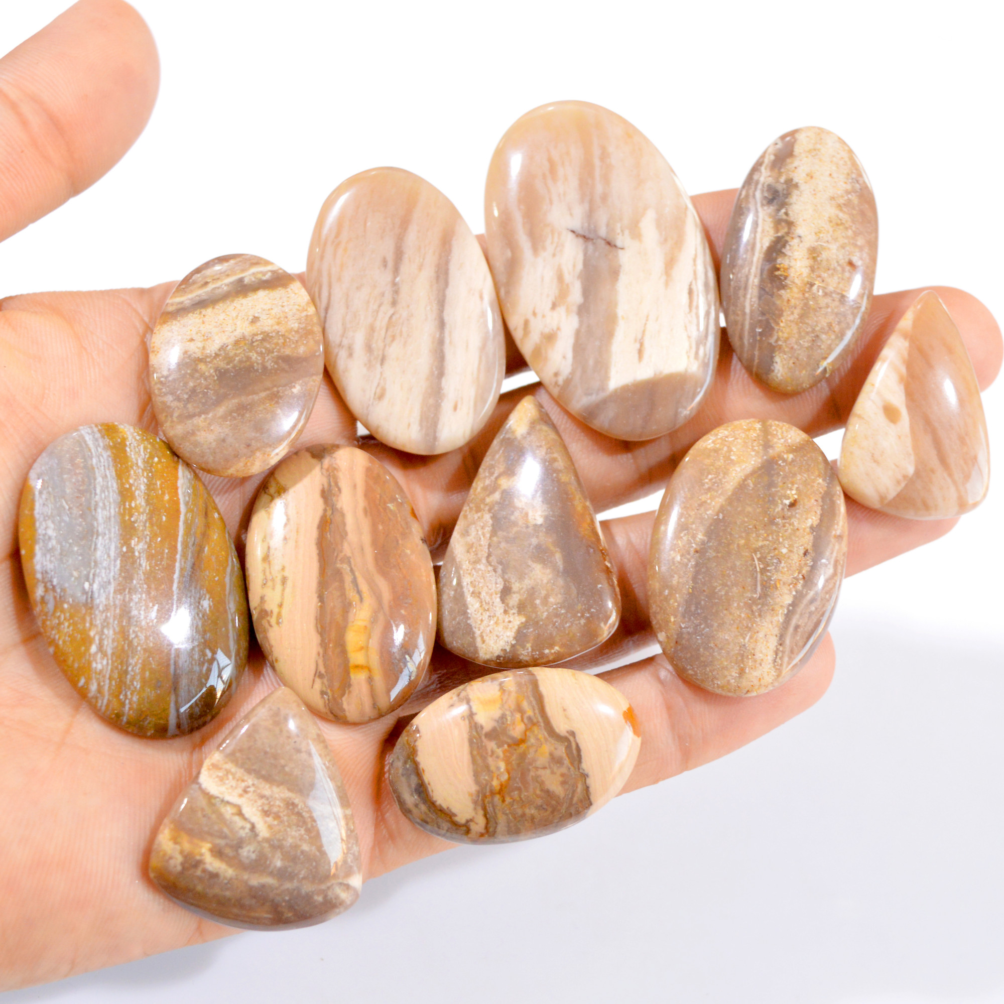 11 Pc 505 Cts Natural Fancy Jasper Cabochon Loose Gemstone Lot 31x20-50x29mm 2946