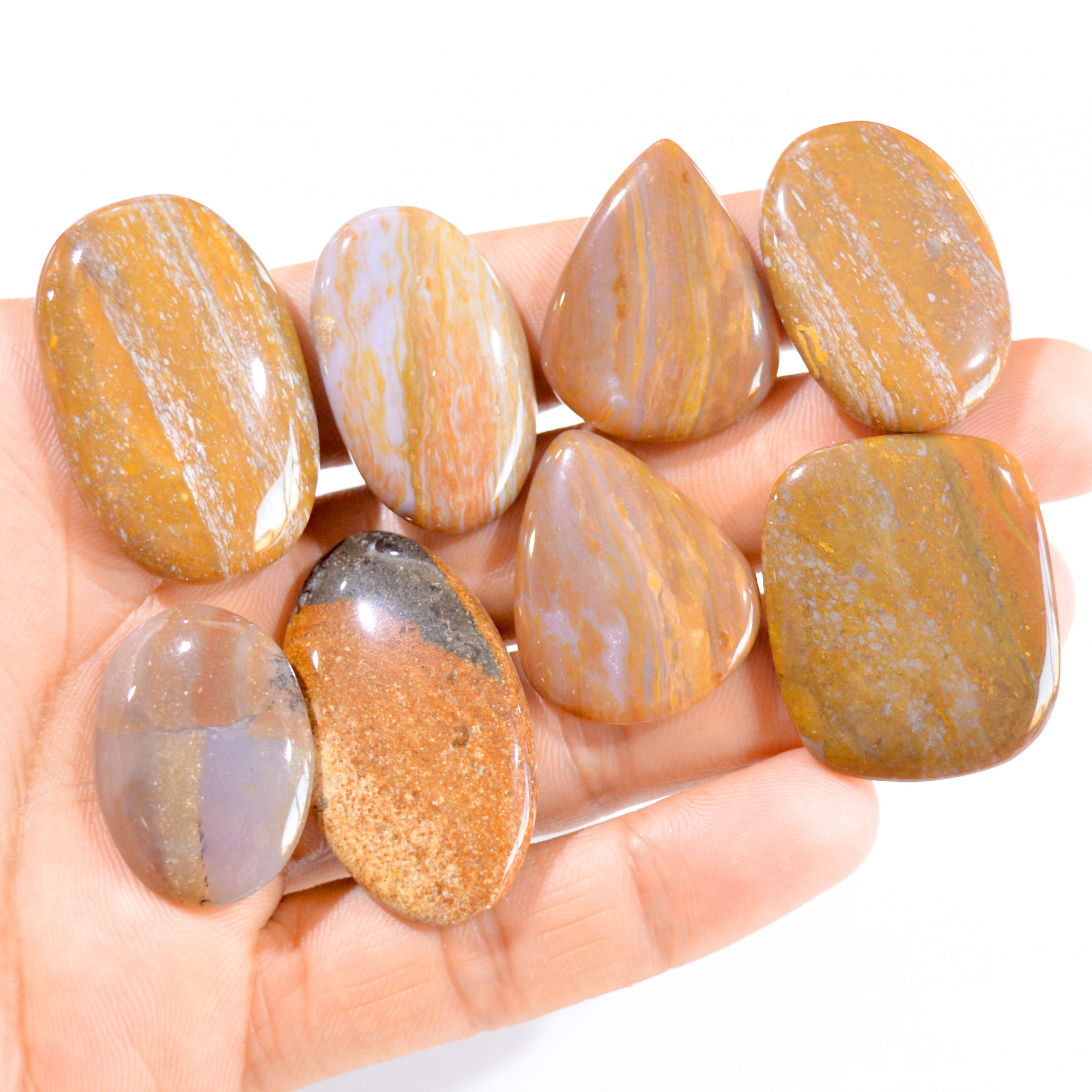 8 Pc 316 Cts Natural Fancy Jasper Cabochon Loose Gemstone Lot 30x24-39x25mm 2947