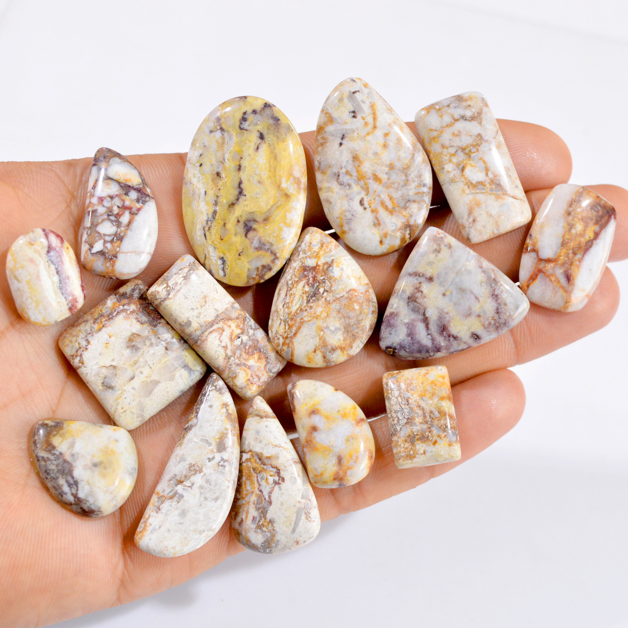 15 Pcs 315 Cts Natural Fancy Jasper Cabochon Loose Gemstone Lot 18x13-37x24mm 2950
