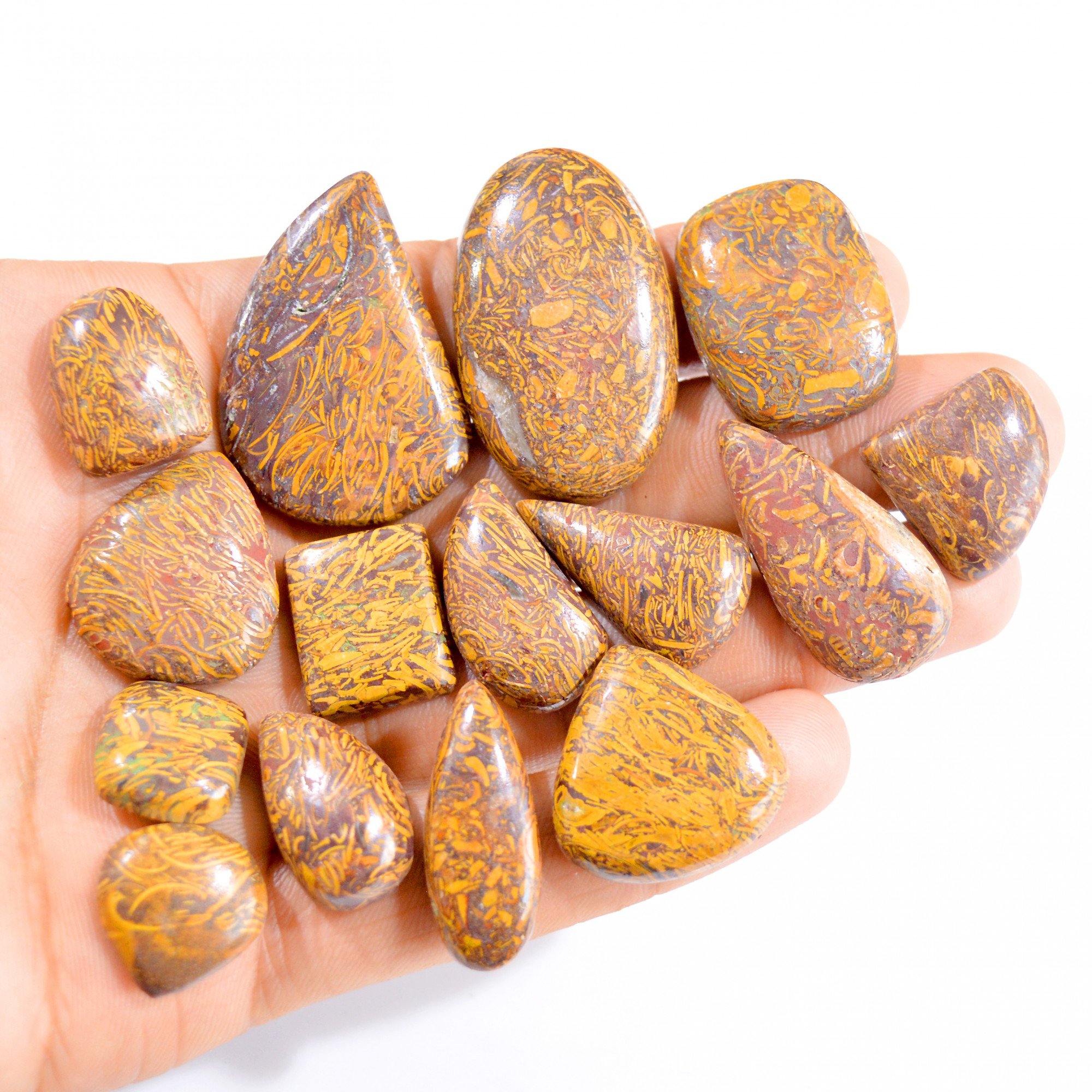 15 Pcs 377 Cts Natural Fancy Jasper Cabochon Loose Gemstone Lot 17x16-37x26mm 2953