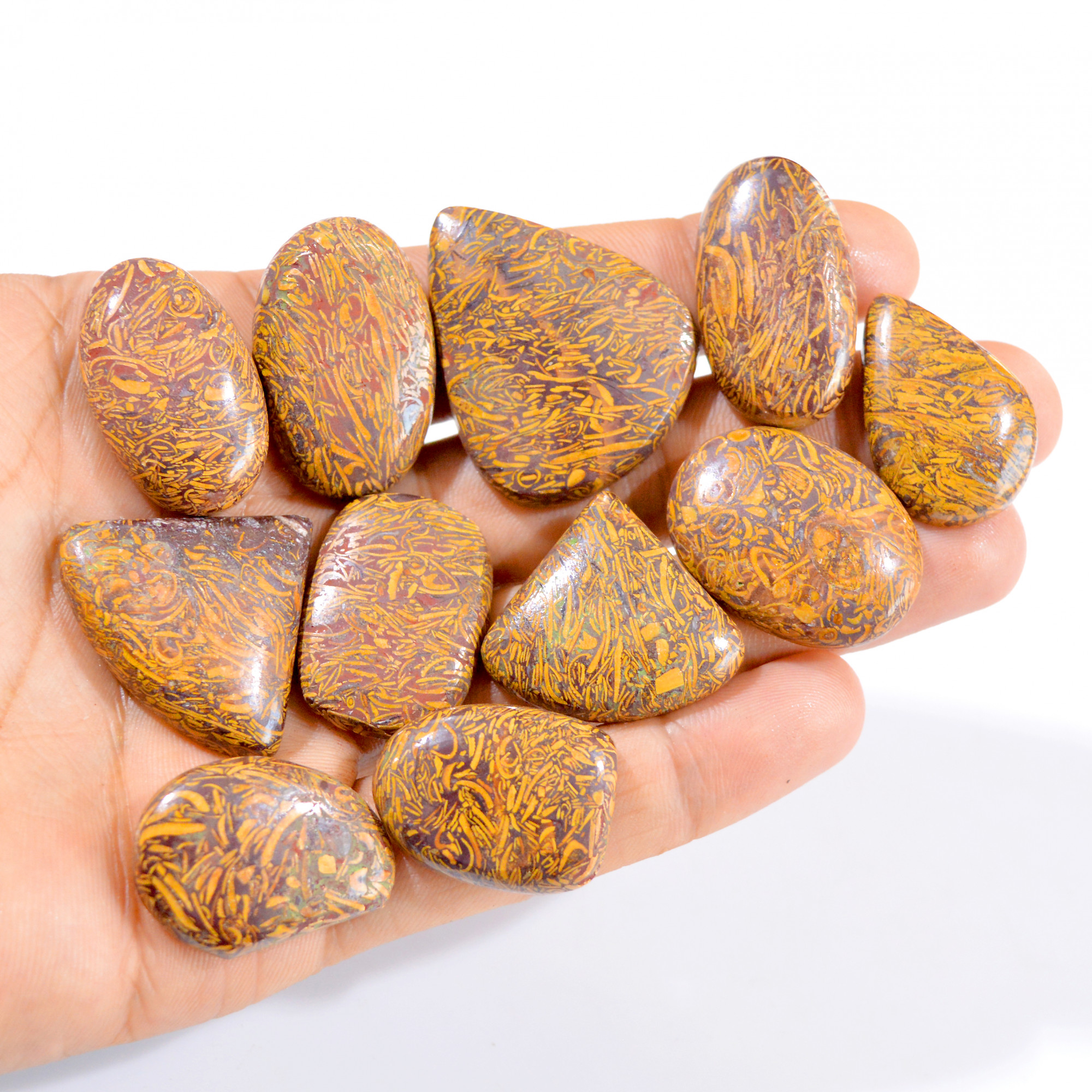 11 Pcs 430 Cts Natural Fancy Jasper Cabochon Loose Gemstone Lot 28x20-37x30mm 2954