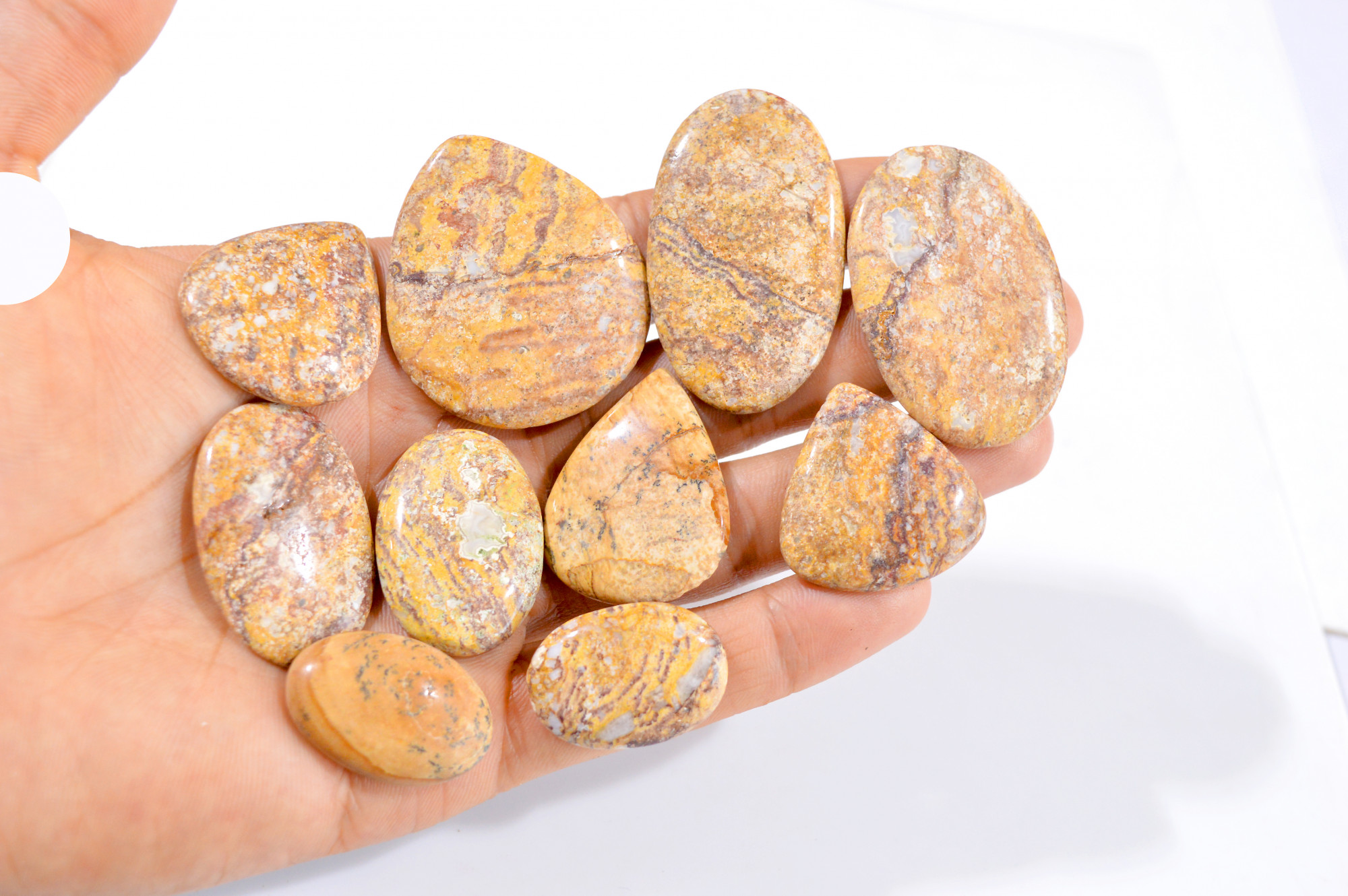 10 Pcs 369 Cts Natural Fancy Jasper Cabochon Loose Gemstone Lot 28x19-49x28mm 2957