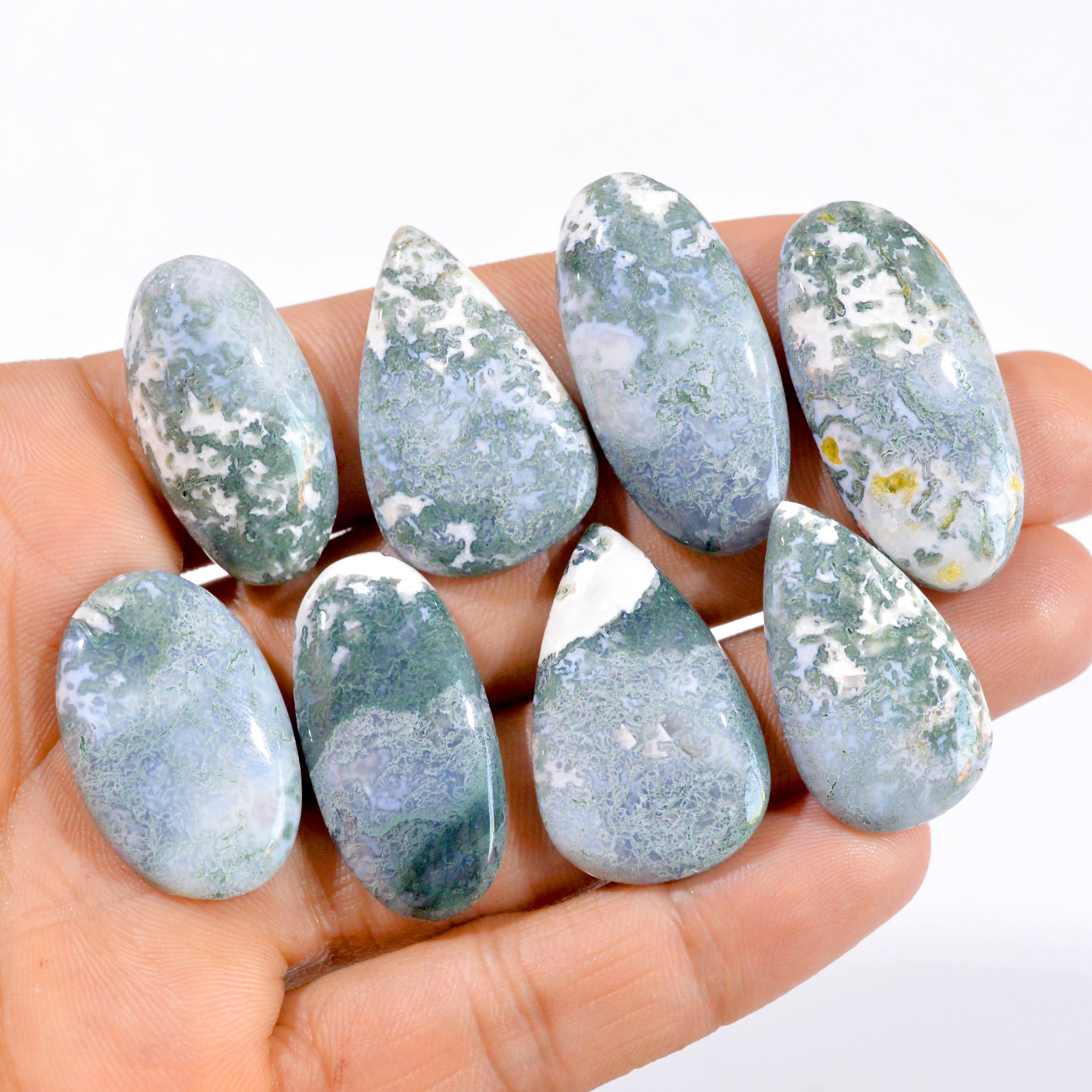 8 Pcs 231 Cts Natural Tree Jasper Cabochon Loose Gemstone Lot 29x19-36x17mm 2962