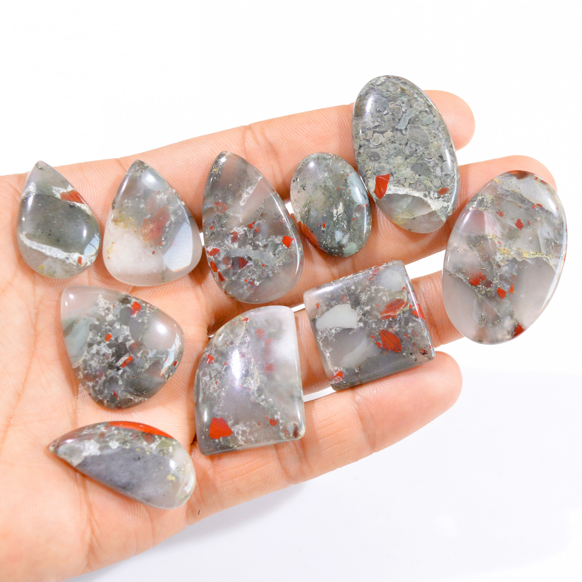 10 Pcs 312 Cts Natural Bloodstone Cabochon Loose Gemstone Lot 23x16-39x25mm 2967