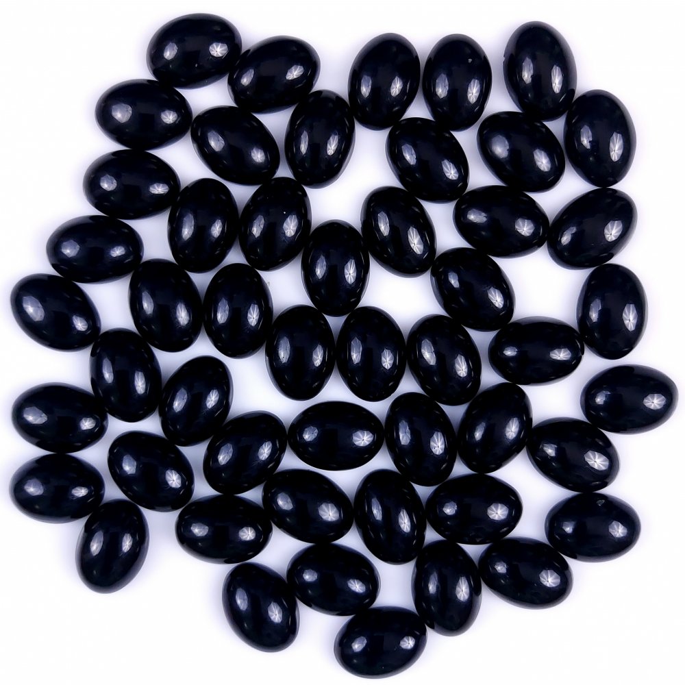 50Pcs 502Cts Natural Black Onyx Oval Calibrated Size Cabochon Back Unpolished Cabochon Gemstone For Jewelry Making Lot 15x10 15x10mm#G-297