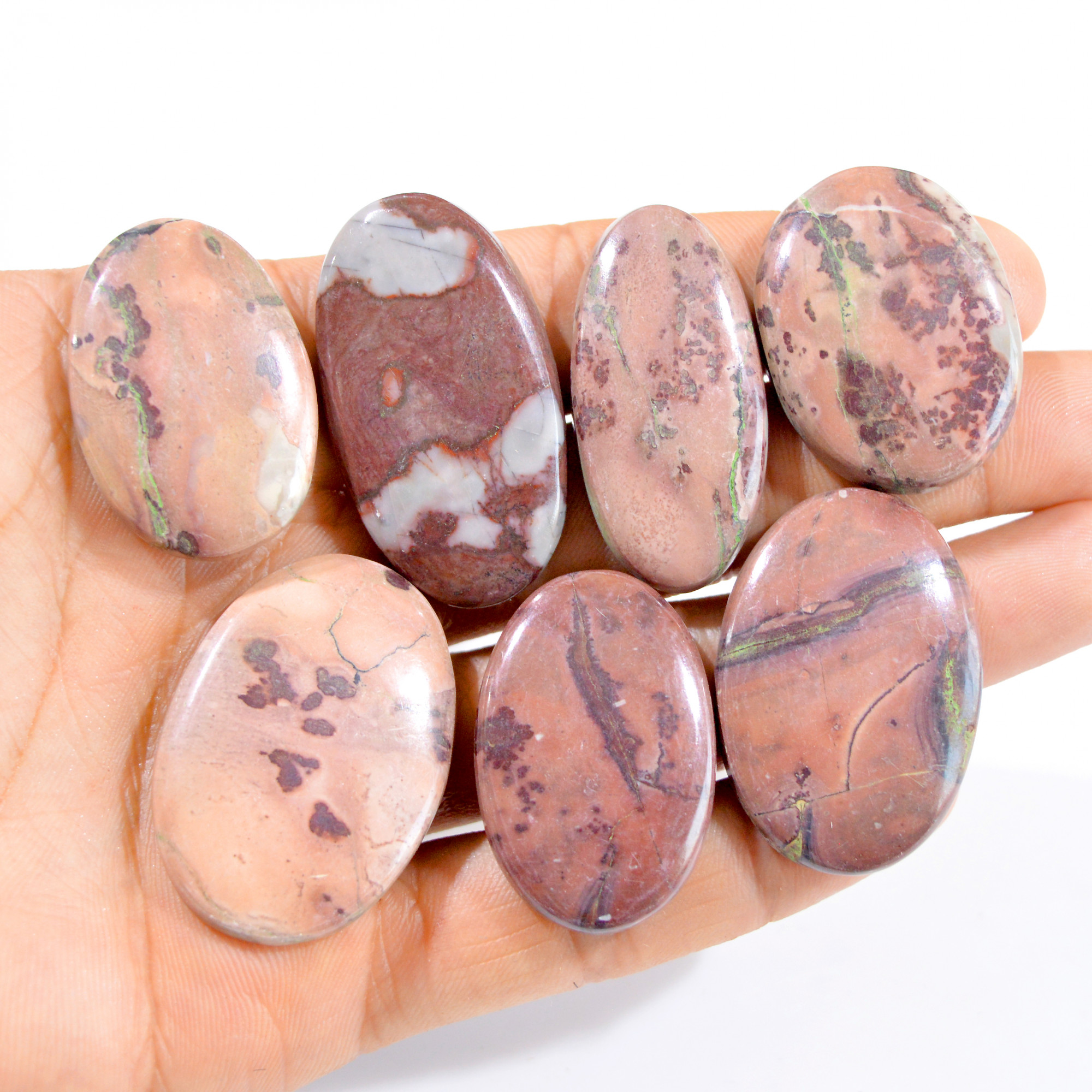 7 Pcs 368 Cts Natural Brown Jasper Cabochon Loose Gemstone Lot 35x23-40x28mm 2981