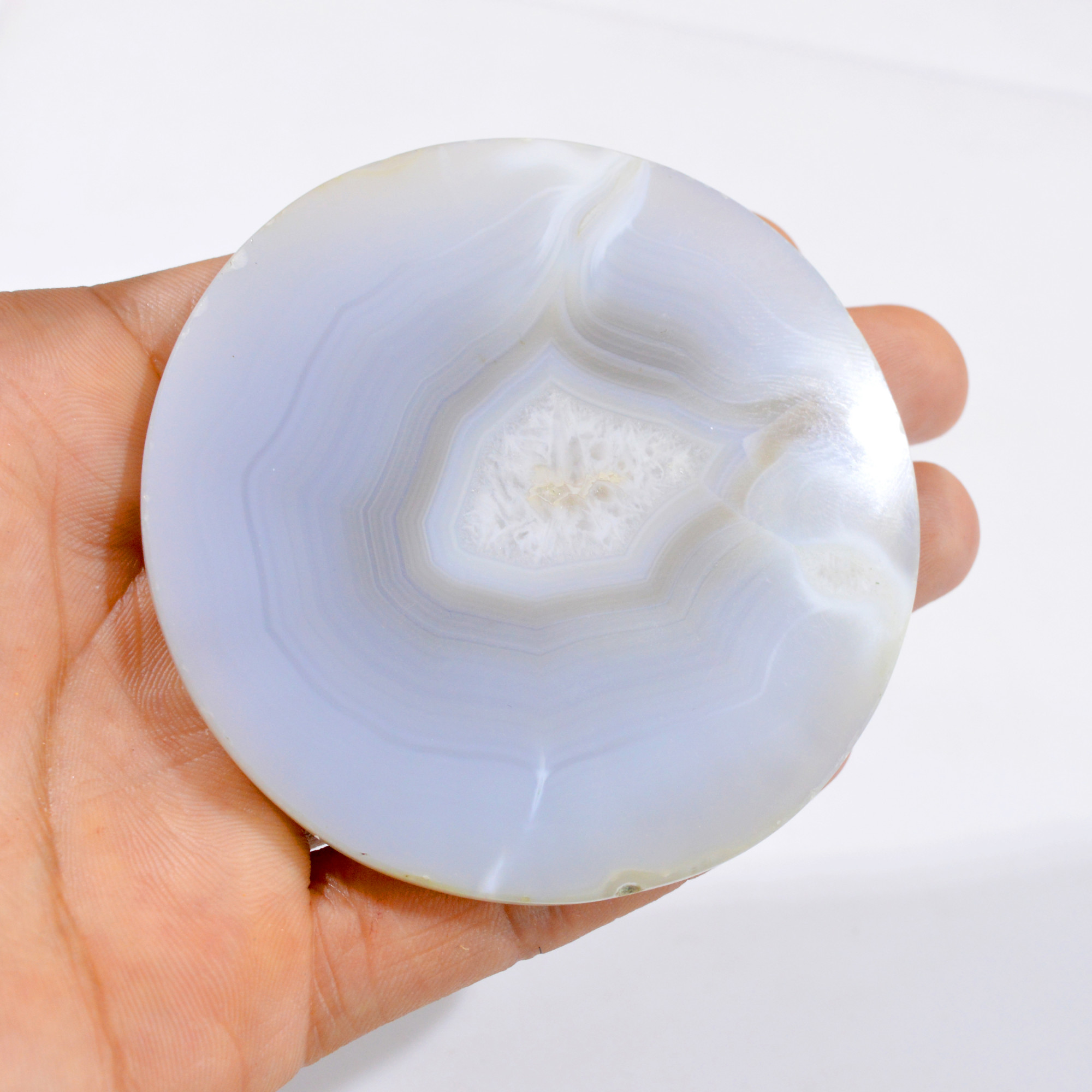 1 Pc 382 Cts Natural Agate Polished Gemstone Round Shape Coaster 3 Inch2982
