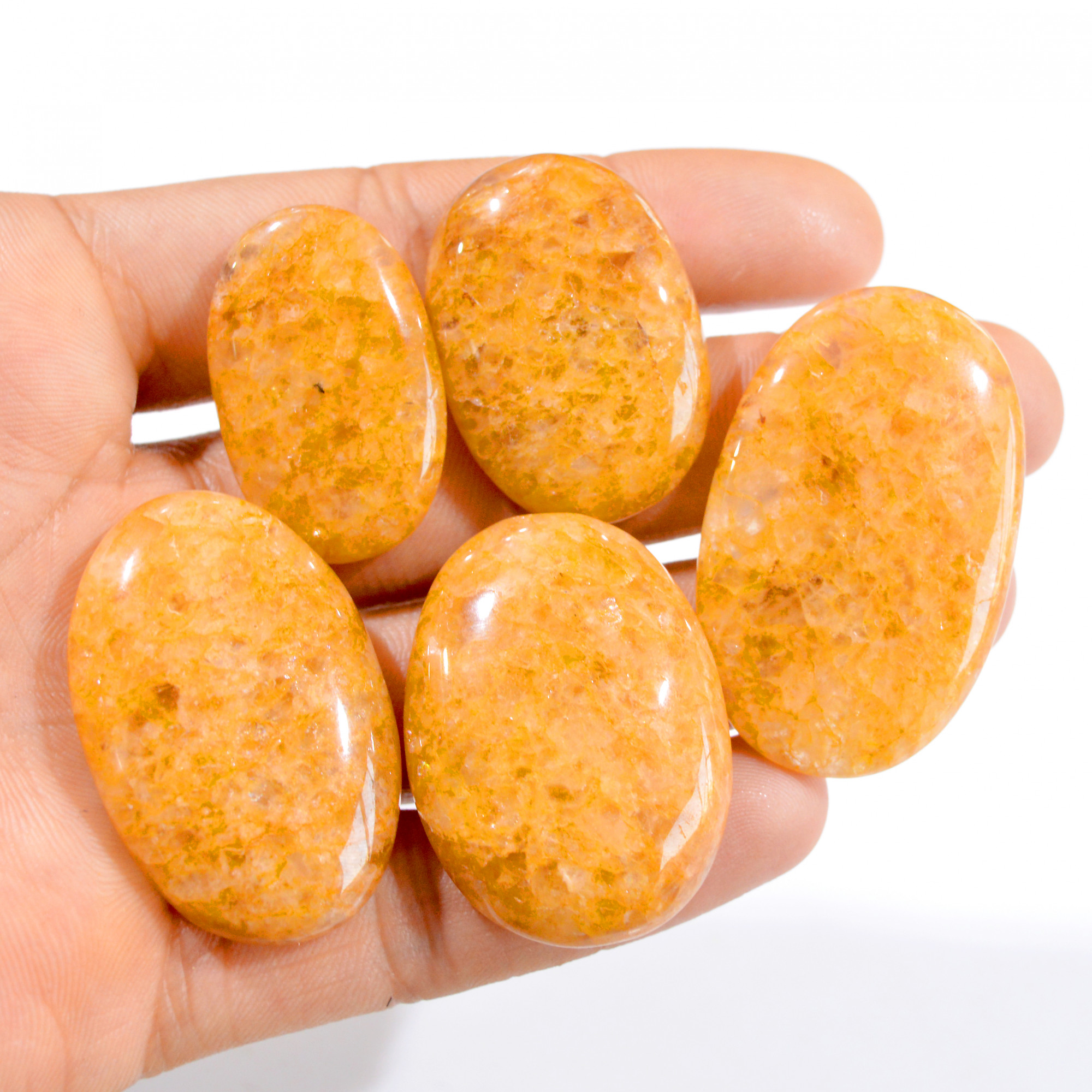 5 Pc 384 Cts Natural Golden Quartz Loose Cabochon Gemstone Lot 33x21-46x29mm 2984