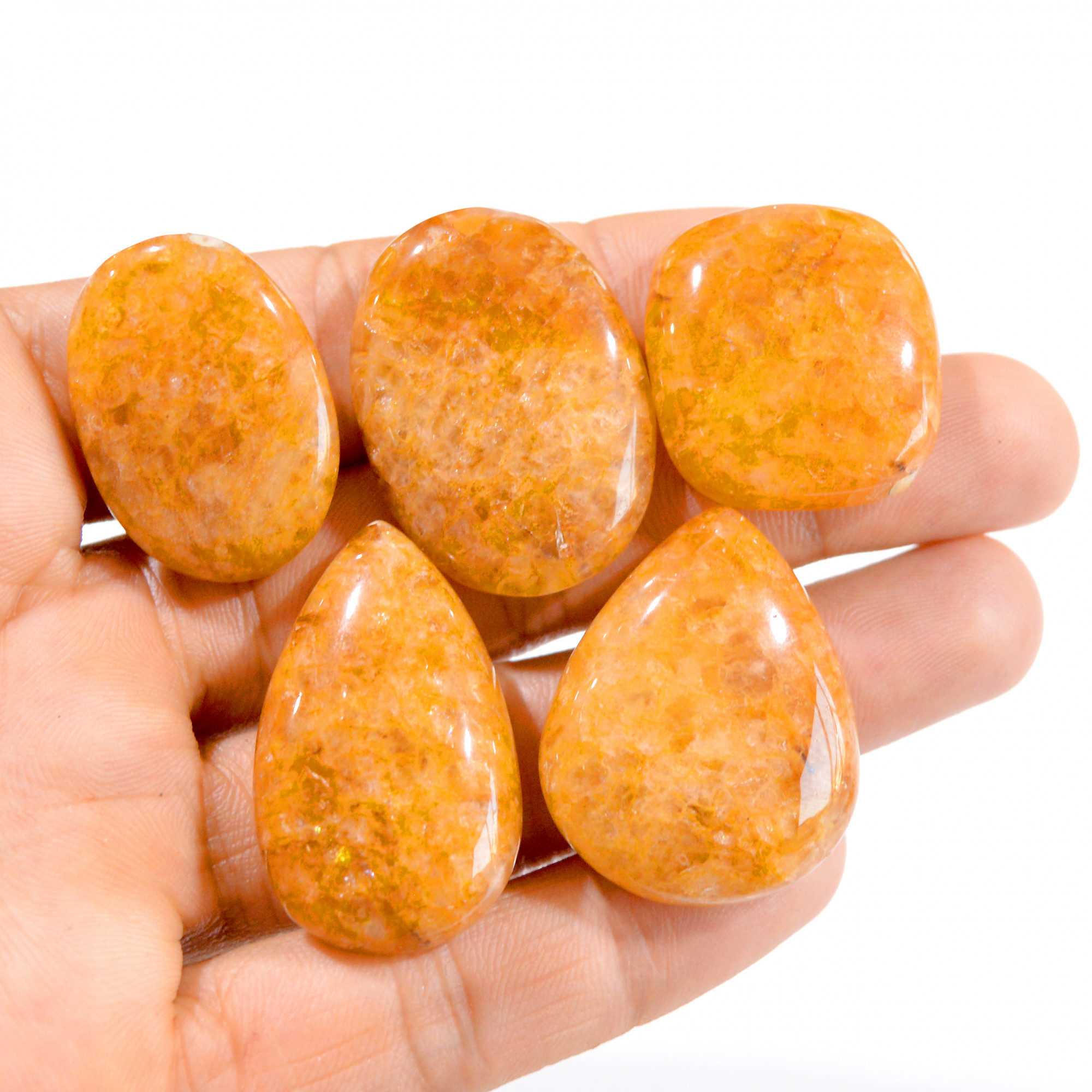 5 Pc 282 Cts Natural Golden Quartz Loose Cabochon Gemstone Lot 29x21-36x22mm 2985