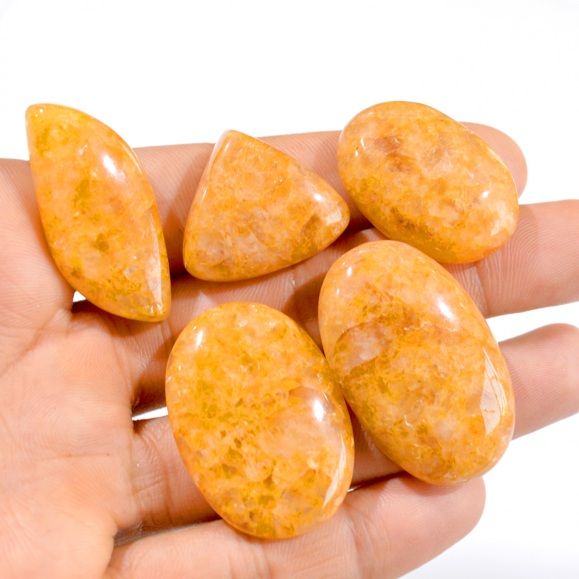 5 Pc 276 Cts Natural Golden Quartz Loose Cabochon Gemstone Lot 23x23-39x24mm 2986