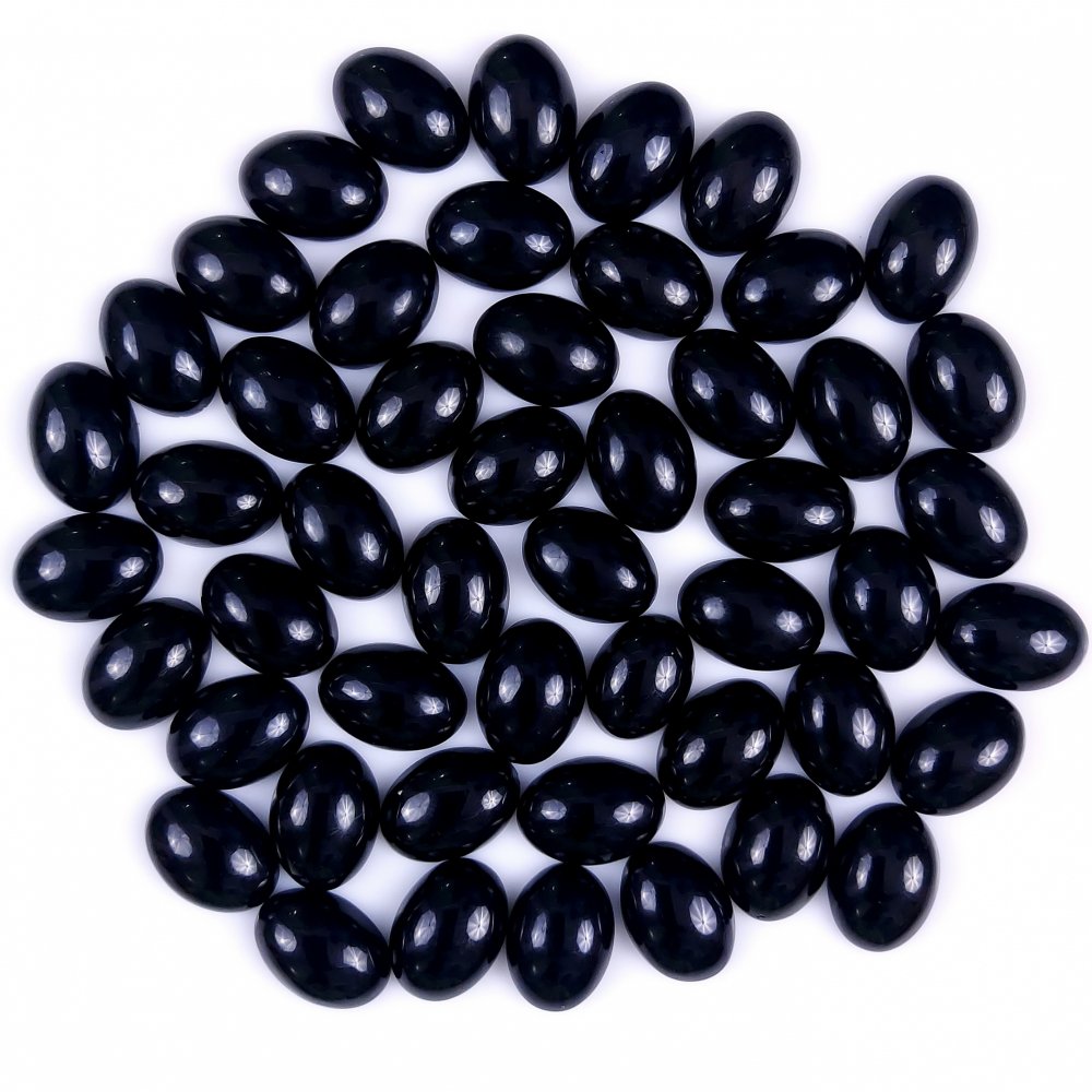 50Pcs 496Cts Natural Black Onyx Oval Calibrated Size Cabochon Back Unpolished Cabochon Gemstone For Jewelry Making Lot 15x10 12x9mm#G-299