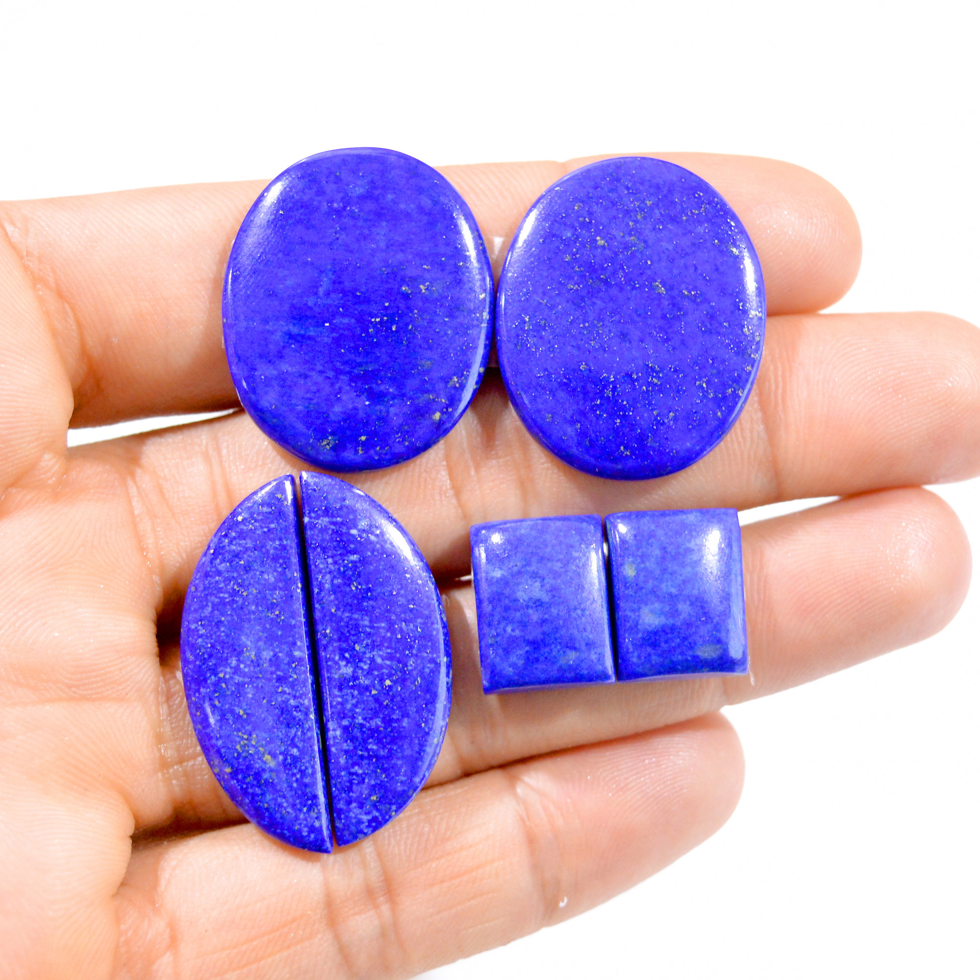 3 Pairs 102 Cts Natural Lapis Lazuli Cabochon Gemstone Pair Lot 14x11-29x24mm 2993