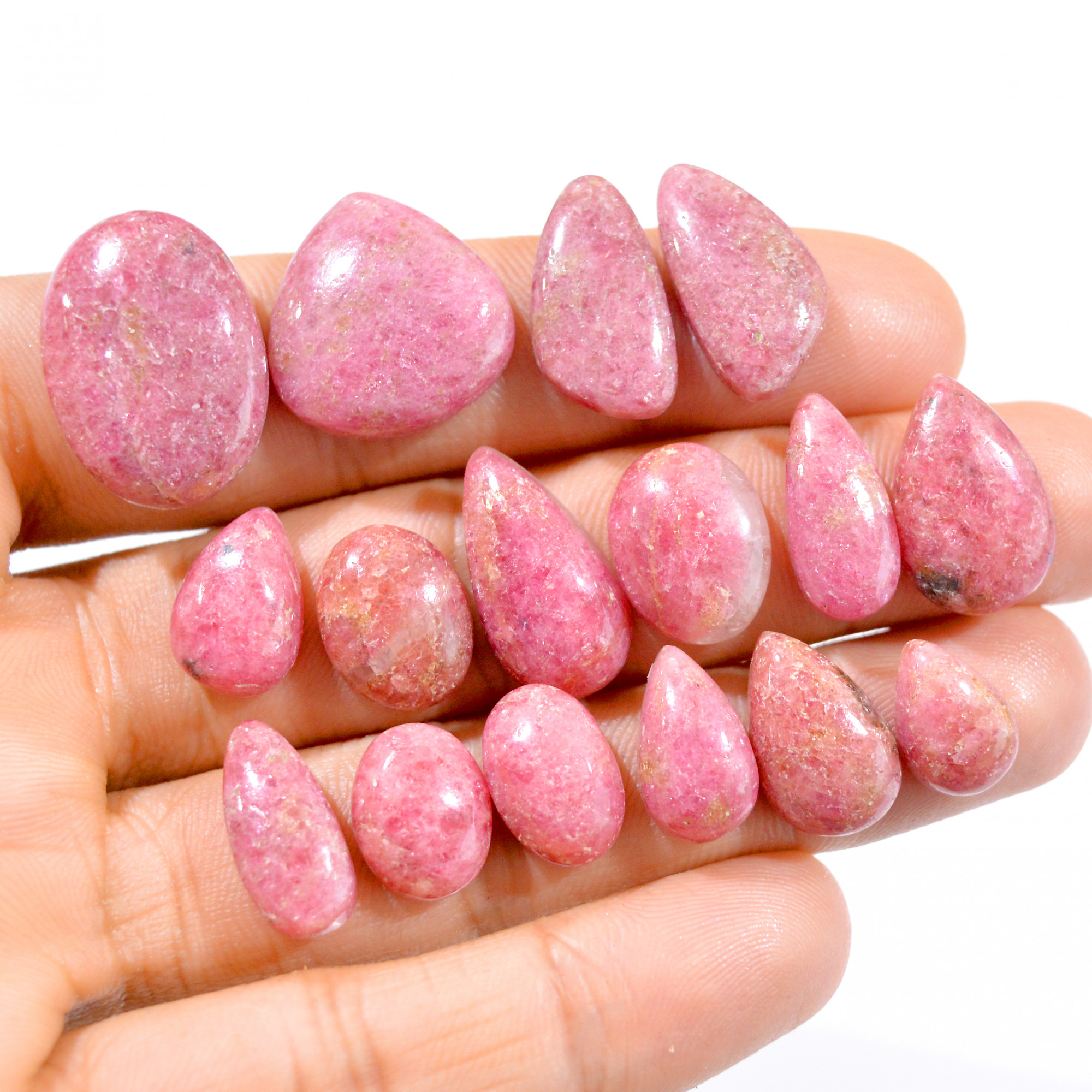 16 Pcs 165 Cts Natural Rhodonite Loose Cabochon Gemstone Lot 12x8-22x16mm 2994