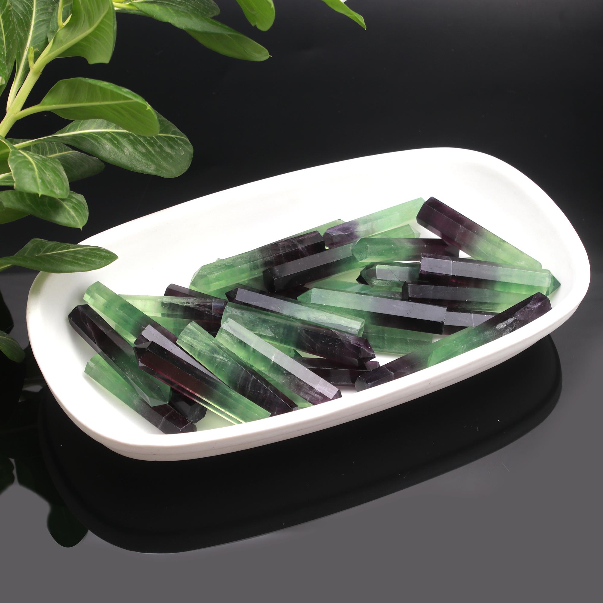 1742.Cts 35Pcs Natural Fluorite Single point Pencil Tower Loose Gemstone Wholesale Lot Size 56x8 44x8mm