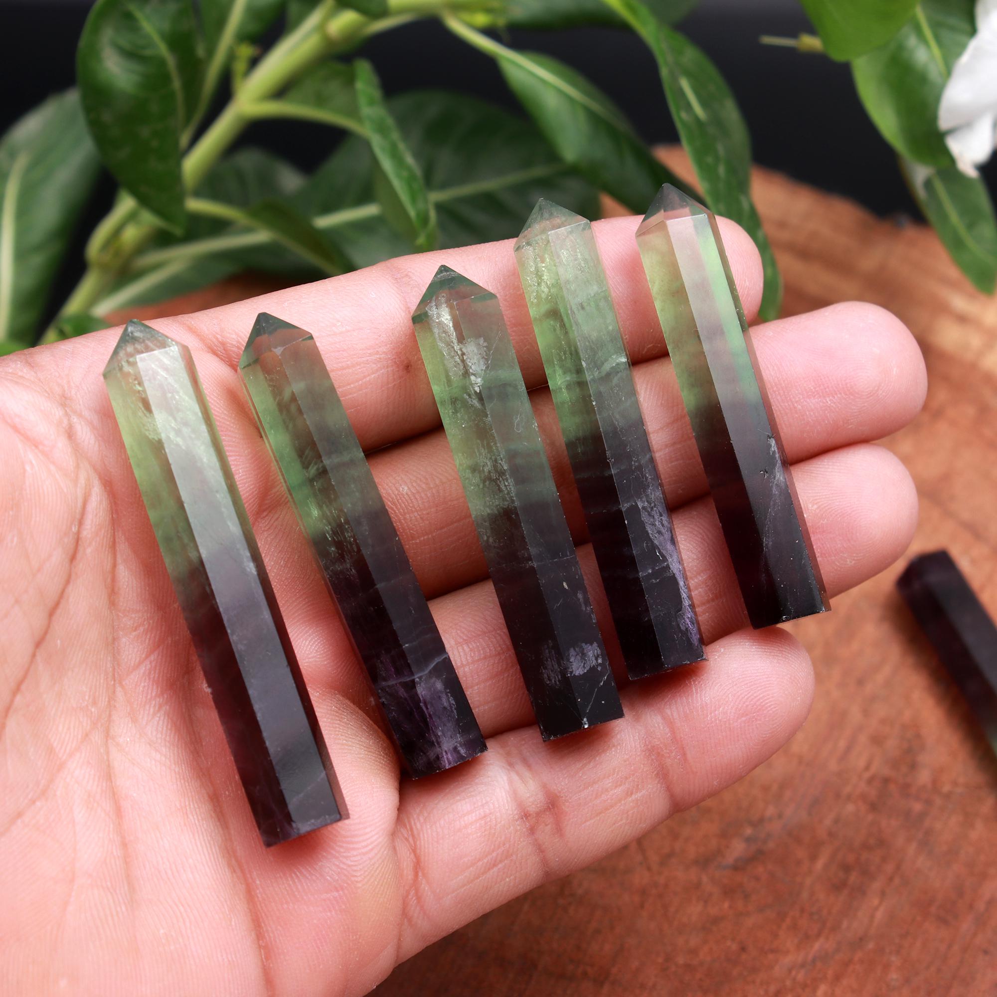 1742.Cts 35Pcs Natural Fluorite Single point Pencil Tower Loose Gemstone Wholesale Lot Size 56x8 44x8mm
