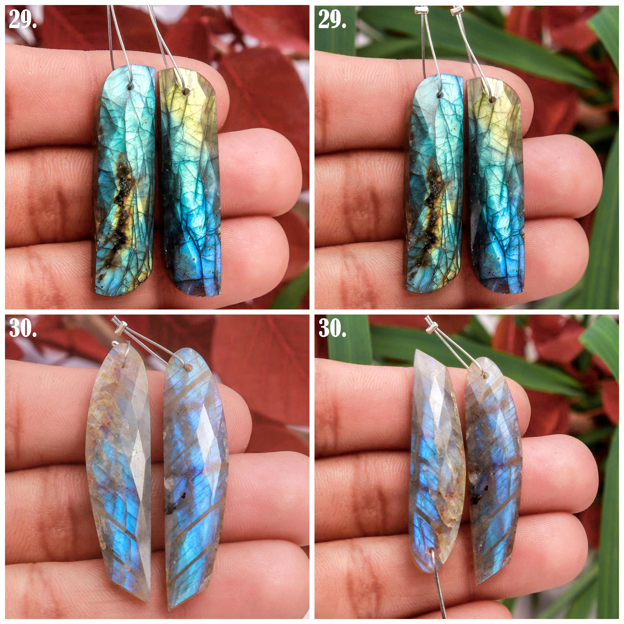 Front To Back Drilled Natural Faceted Labradorite  Earring Pair Loose Gemstone