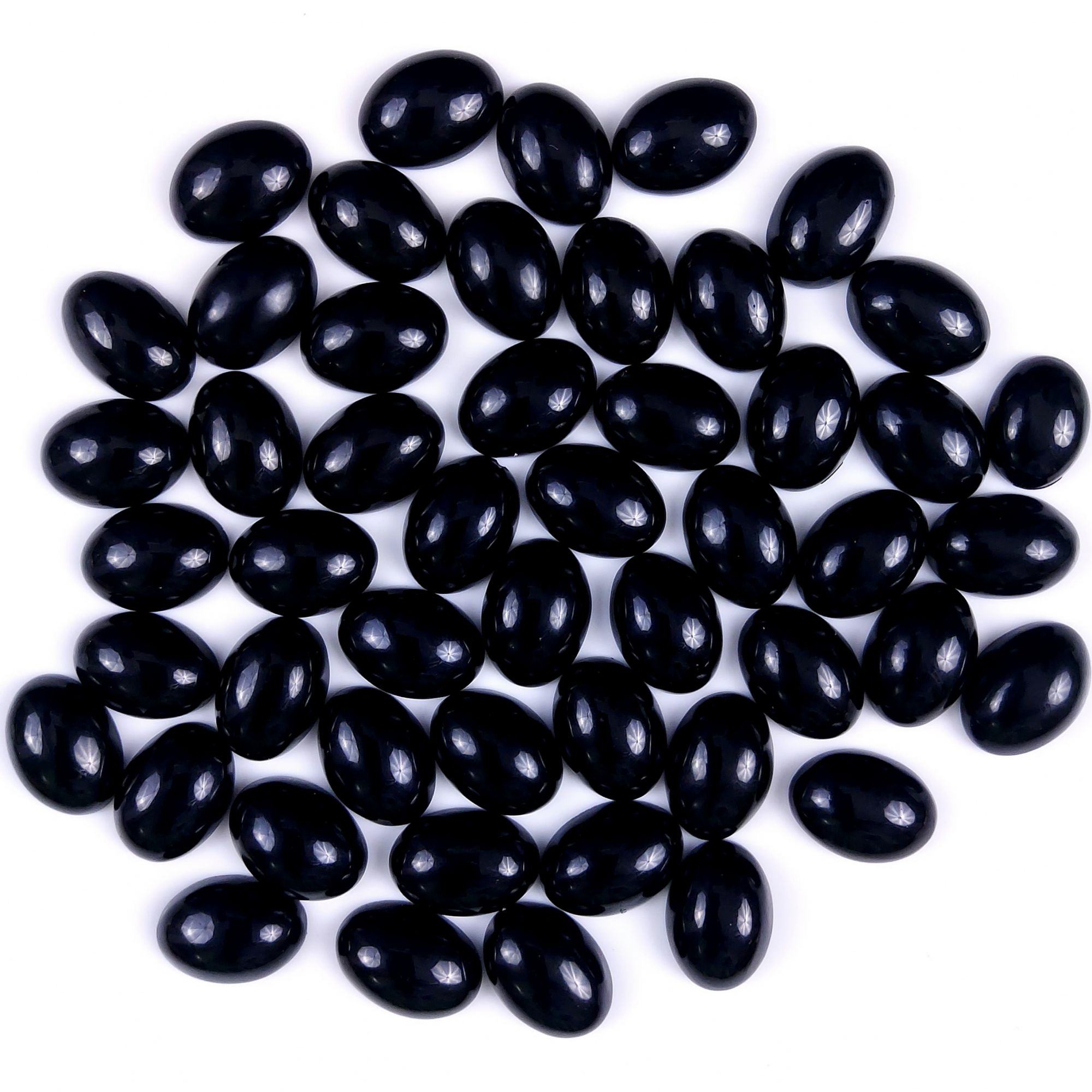 50Pcs 512Cts Natural Black Onyx Oval Calibrated Size Cabochon Back Unpolished Cabochon Gemstone For Jewelry Making Lot 15x10 12x9mmG-300