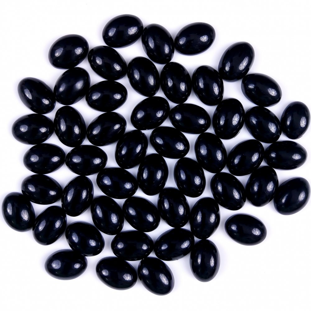 50Pcs 512Cts Natural Black Onyx Oval Calibrated Size Cabochon Back Unpolished Cabochon Gemstone For Jewelry Making Lot 15x10 12x9mm#G-300