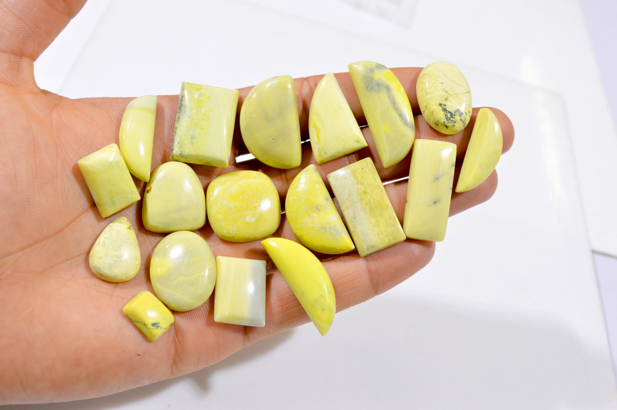 18 Pcs 374 Cts Natural Lemon Jasper Loose Cabochon Gemstone Lot 13x9-35x14mm 3012