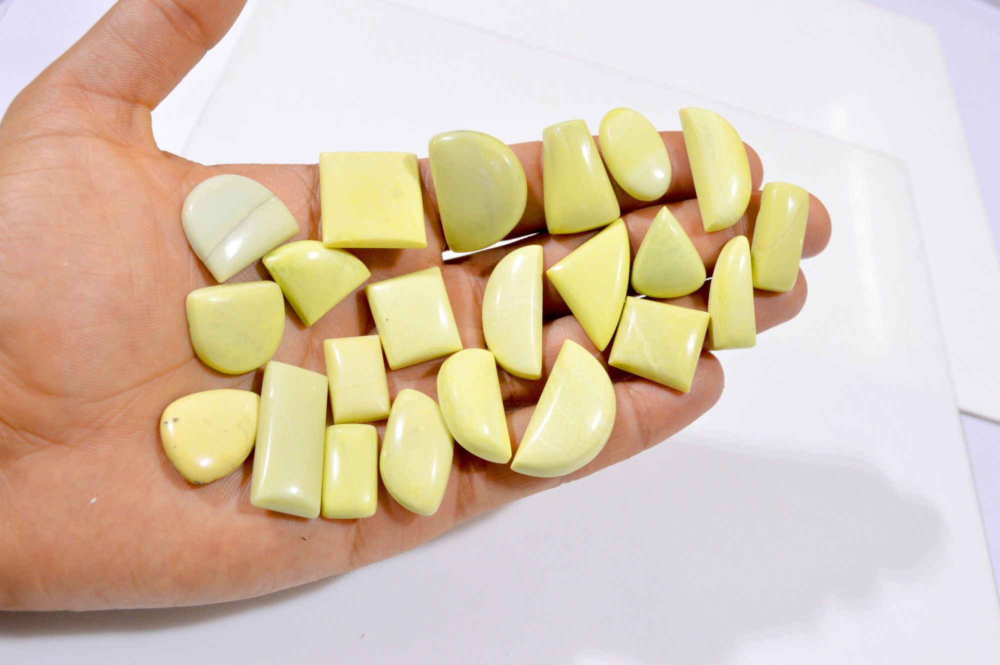 22 Pcs 396 Cts Natural Lemon Jasper Loose Cabochon Gemstone Lot 18x11-25x20mm 3013