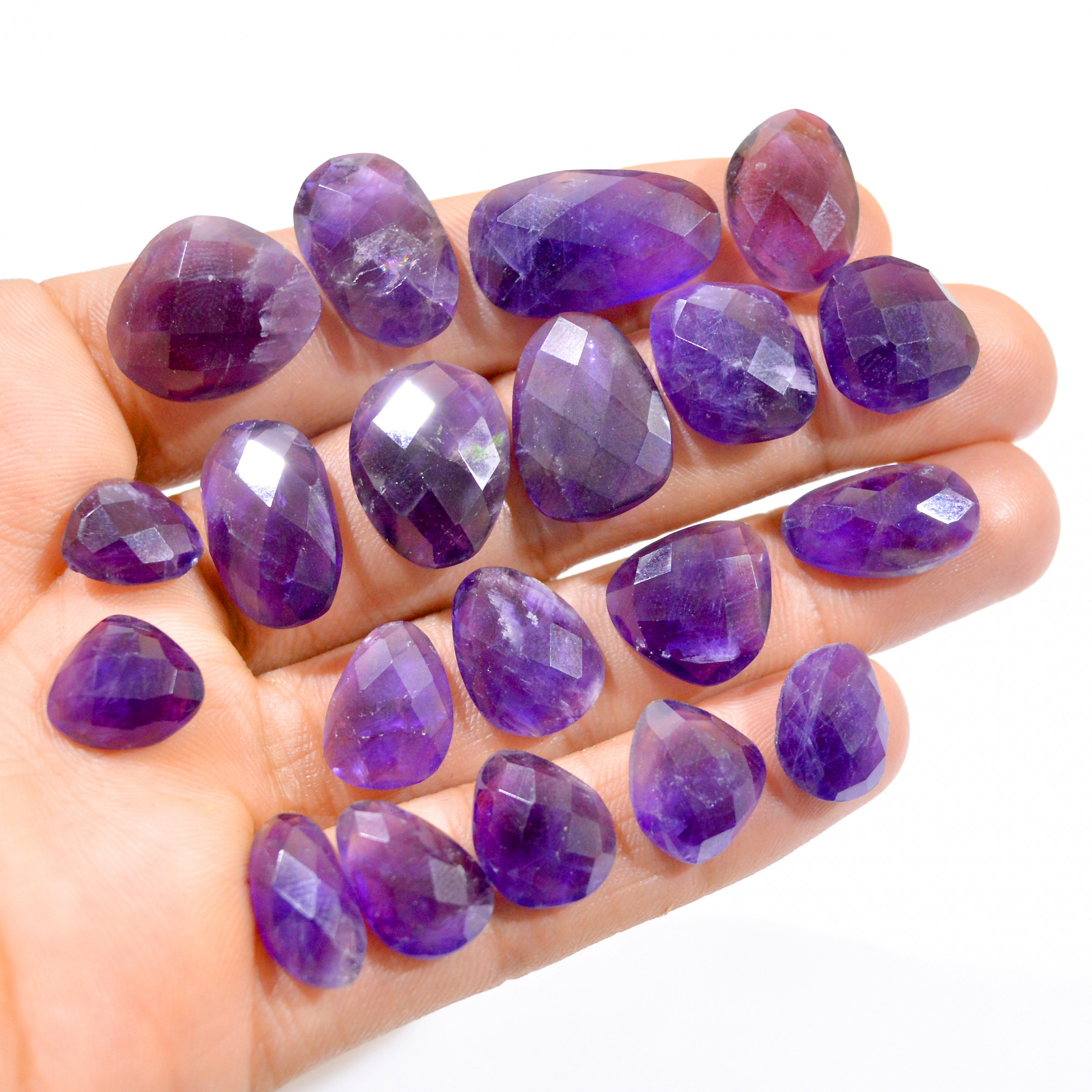 20 Pcs 156 Cts Natural Amethyst Faceted Loose Gemstone Lot 11x10-22x13mm 3015