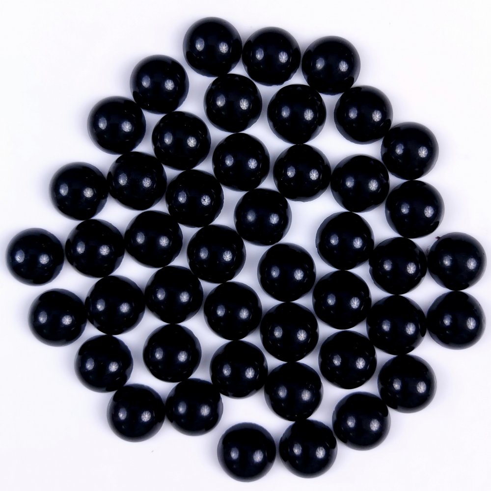 45Pcs 377Cts Natural Black Onyx Round Calibrated Size Cabochon Back Unpolished Cabochon Gemstone For Jewelry Making Lot 11x11 11x11mm#G-302
